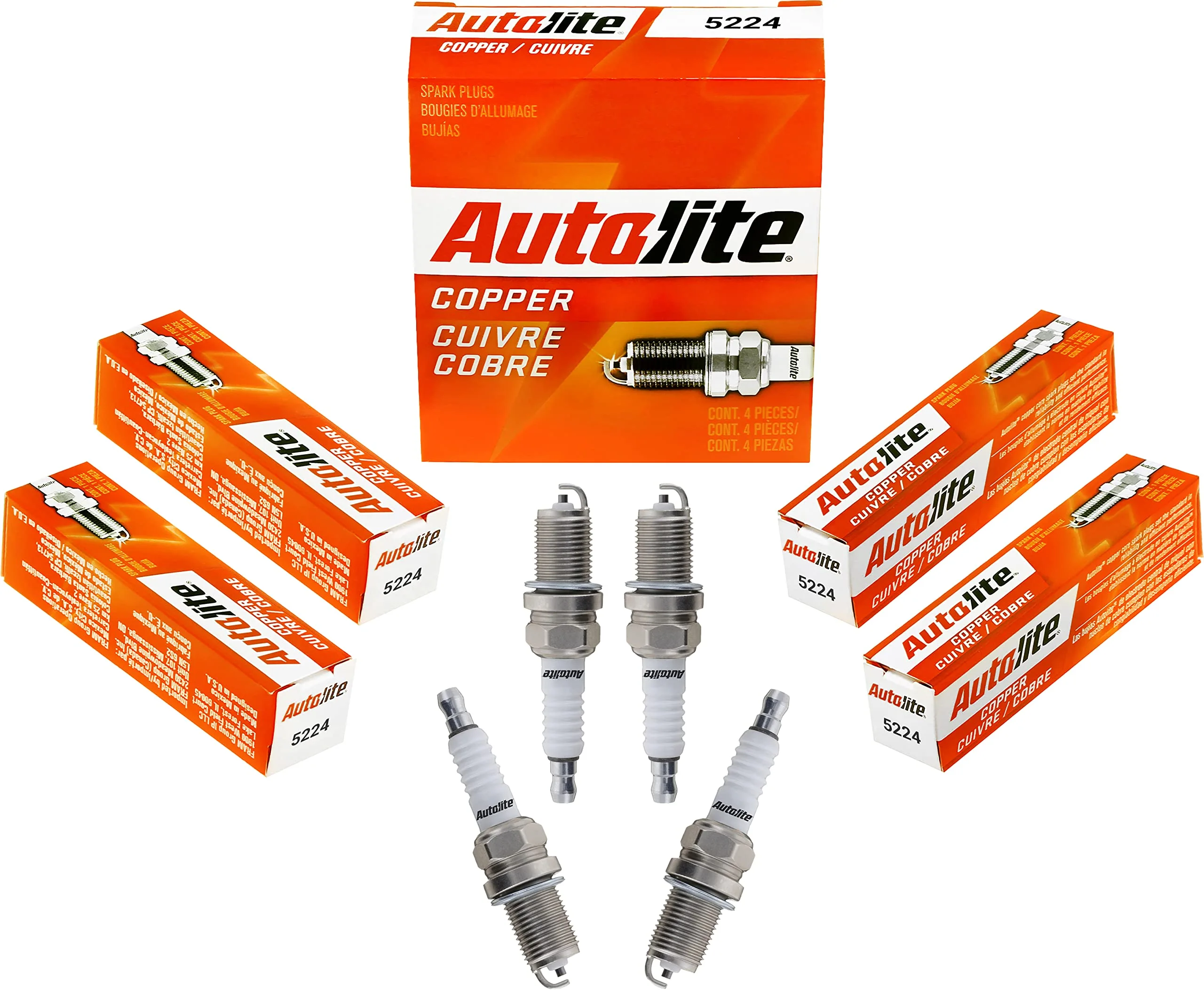 Autolite 5224 Copper Resistor Automotive Replacement Spark Plugs (4 Pack)