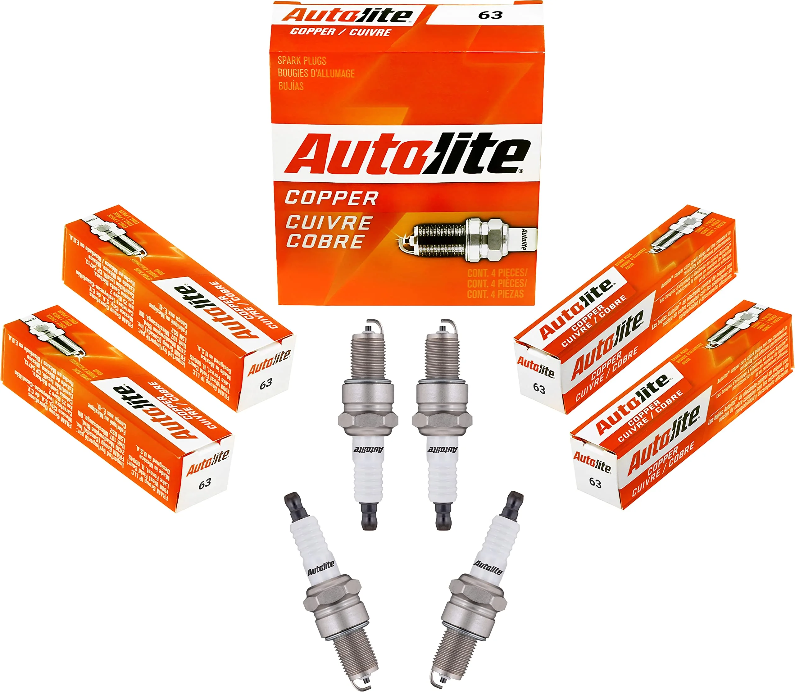 Autolite 63 Copper Resistor Automotive Replacement Spark Plugs (4 Pack)