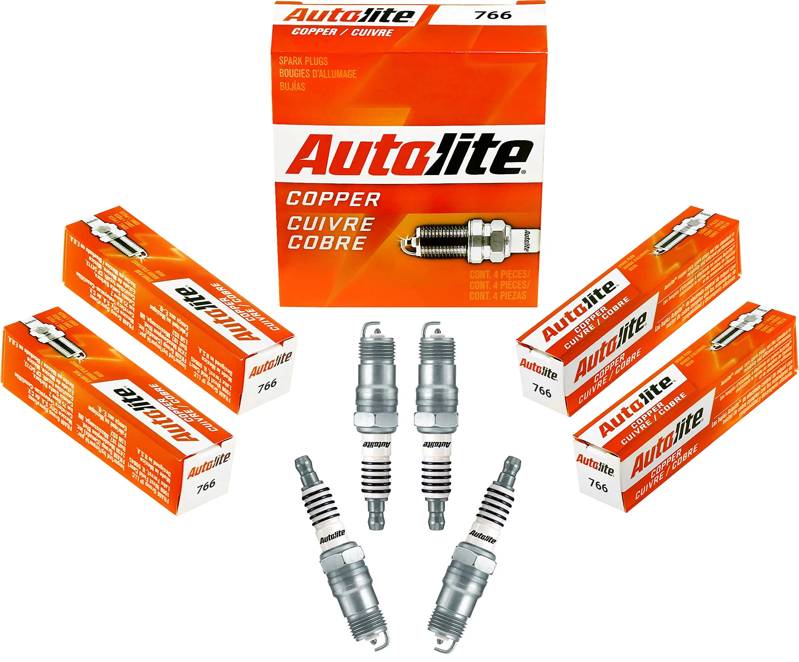Autolite 766 Copper Resistor Automotive Replacement Spark Plugs (4 Pack)