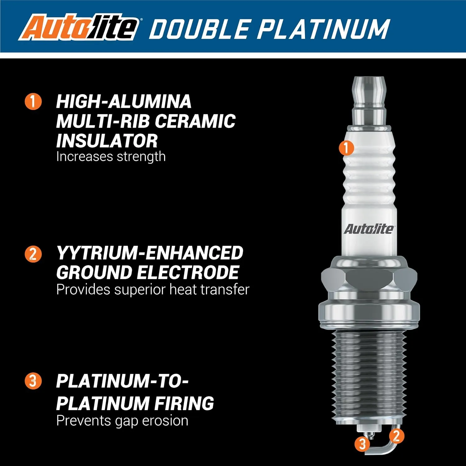 Autolite APP5364 Double Platinum Automotive Replacement Spark Plugs (4 Pack)