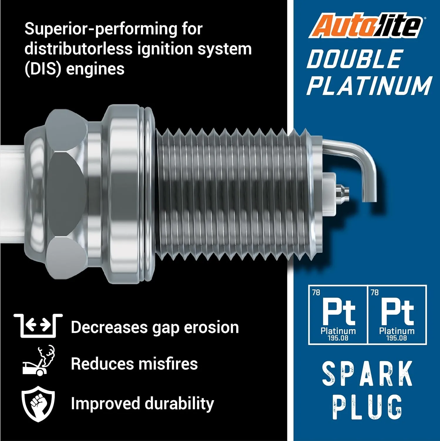 Autolite APP5364 Double Platinum Automotive Replacement Spark Plugs (4 Pack)