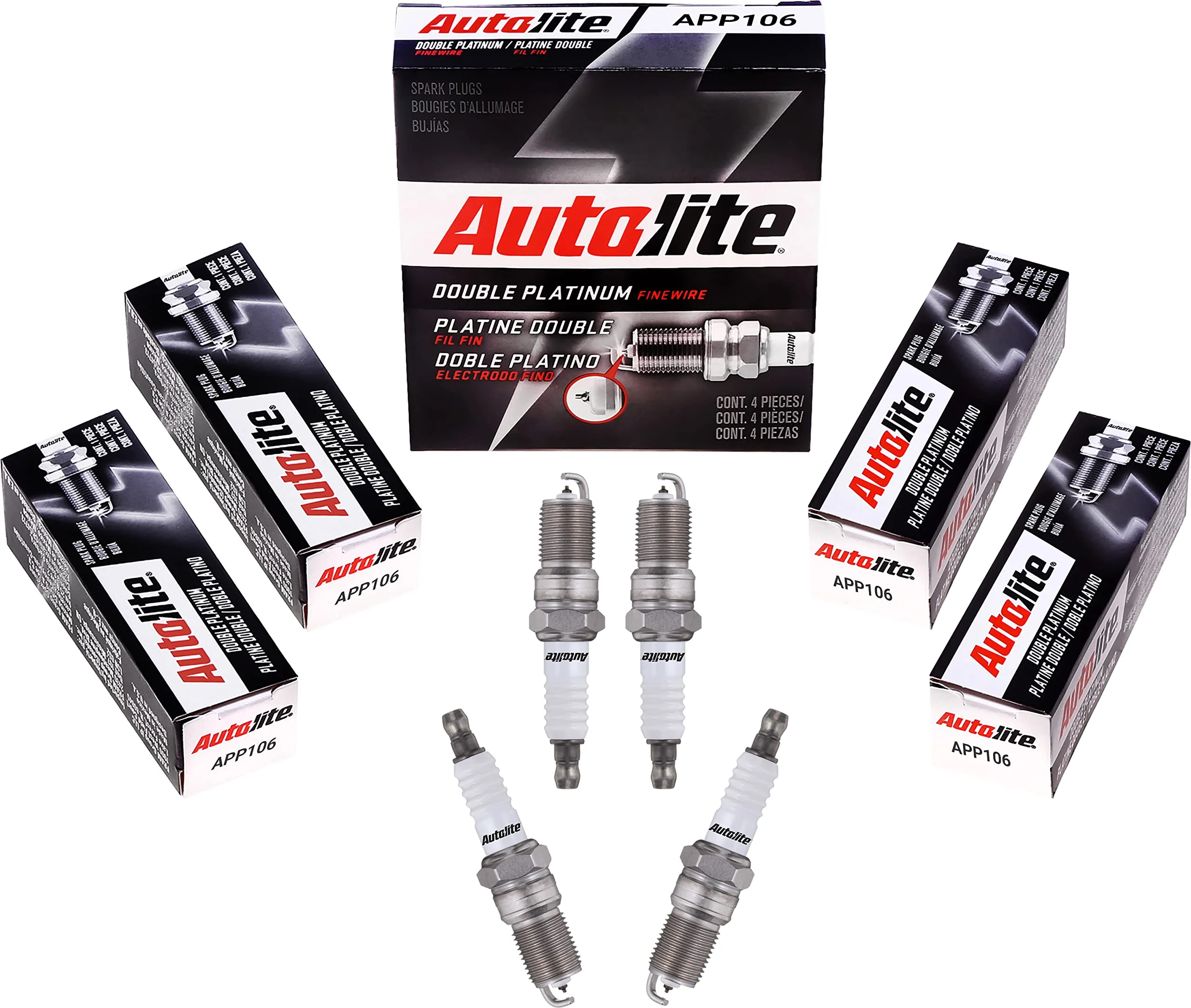 Autolite APP106 Double Platinum Automotive Replacement Spark Plugs (4 Pack)