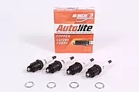 Box of 4 Genuine Autolite 85 Copper Resistor Spark Plugs 14mm Thread 3/8" Reach