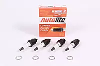 Box of 4 Genuine Autolite 85 Copper Resistor Spark Plugs 14mm Thread 3/8" Reach