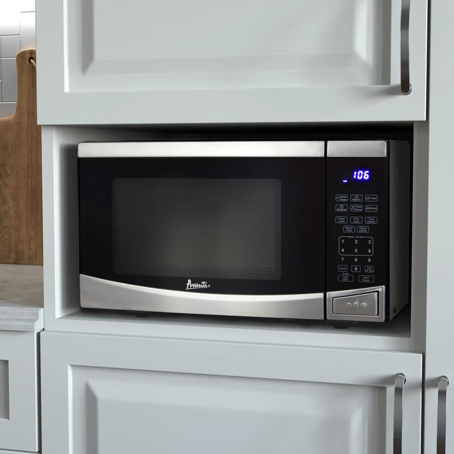 Avanti MT09V3S Microwave Oven 900-Watts Compact with 10 Power Levels and 6 Pre Cooking Settings, Speed Defrost