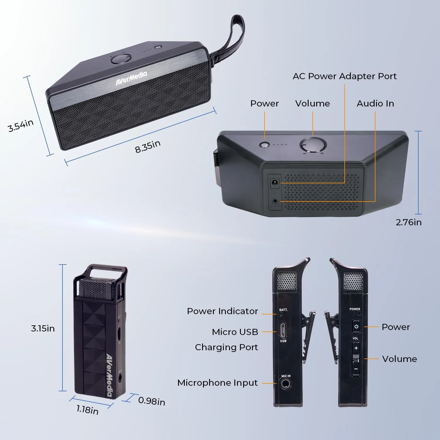 AVerMedia Wireless Voice Amplifier for Teachers, Classroom Audio System, Portable Speaker Microphone System for Classroom, Training, Teaching, Yoga, Meeting, Speech - AW330