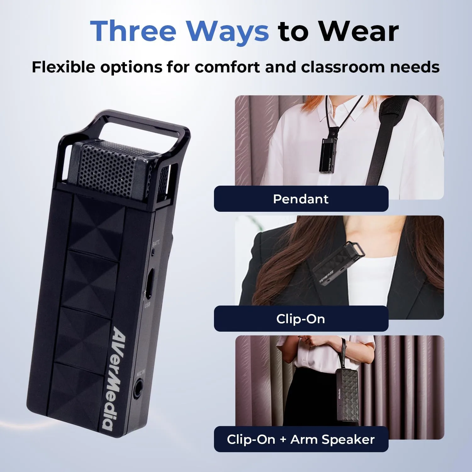 AVerMedia Wireless Voice Amplifier for Teachers, Classroom Audio System, Portable Speaker Microphone System for Classroom, Training, Teaching, Yoga, Meeting, Speech - AW330