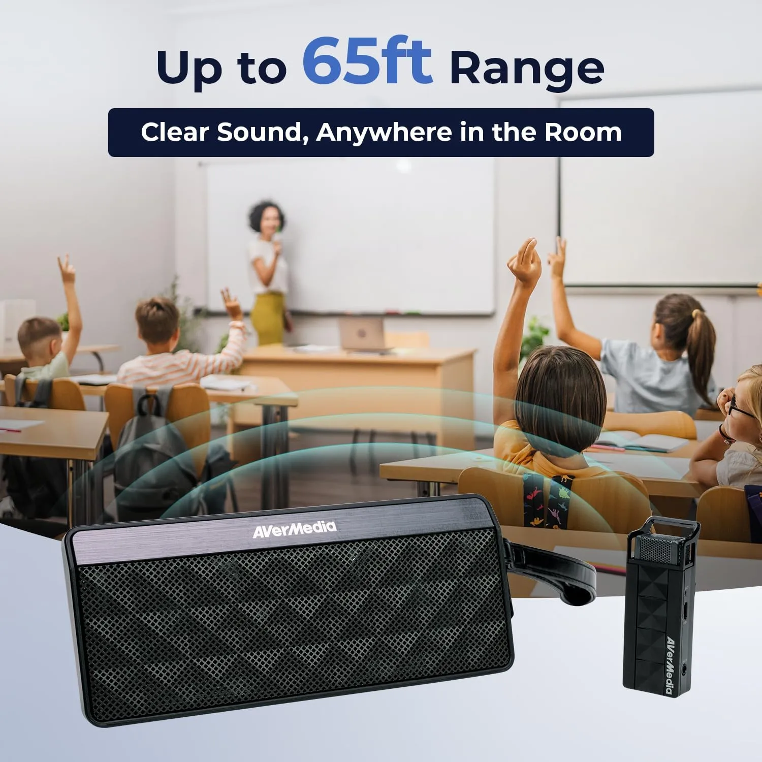 AVerMedia Wireless Voice Amplifier for Teachers, Classroom Audio System, Portable Speaker Microphone System for Classroom, Training, Teaching, Yoga, Meeting, Speech - AW330