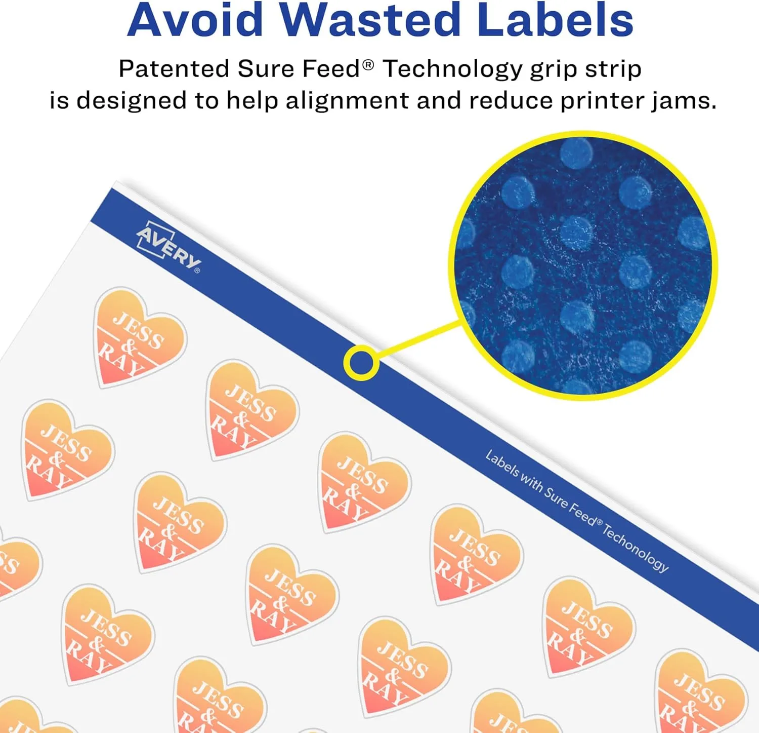 Avery Glossy Clear Heart Labels, Sure Feed Technology, 0.75" x 0.75"