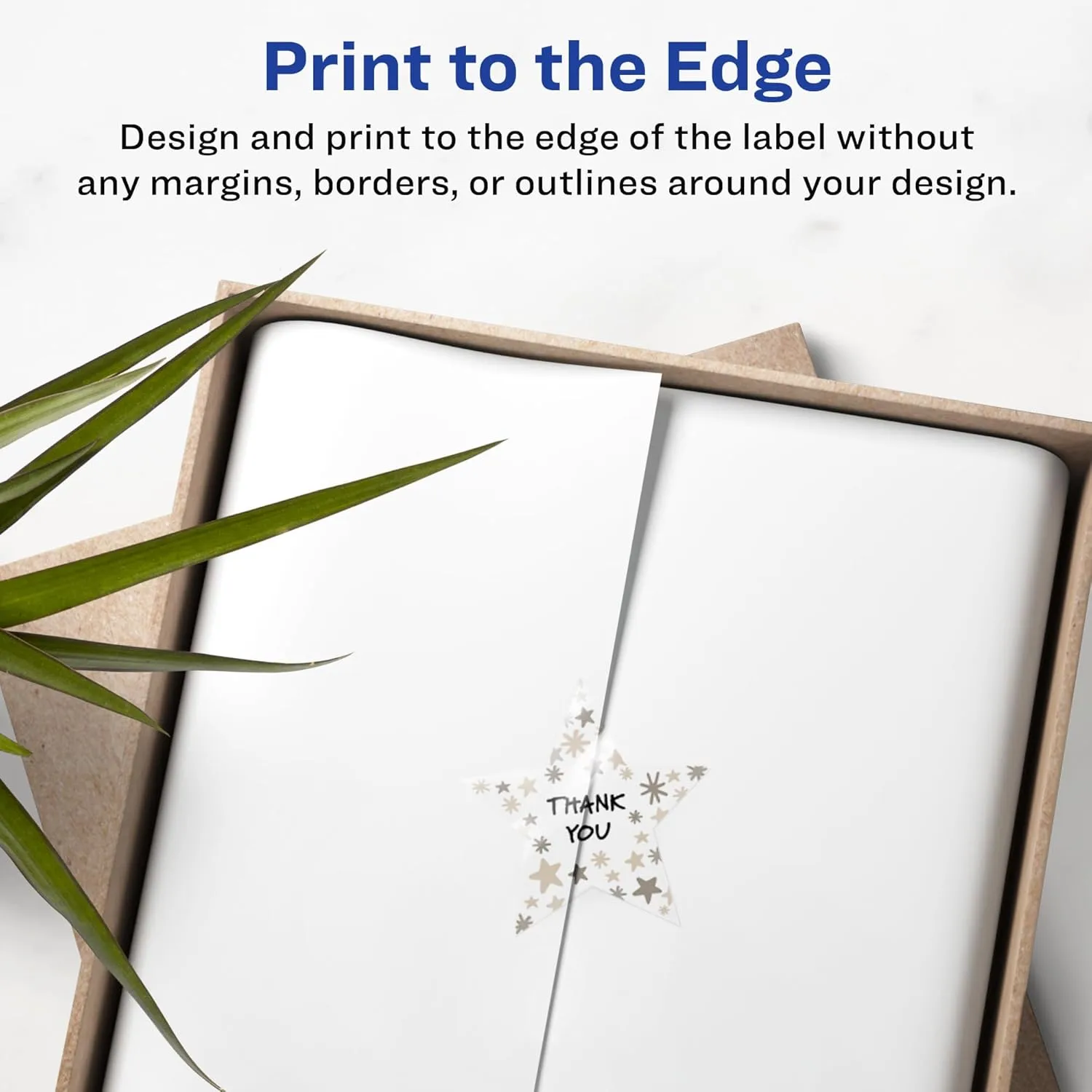 Avery Glossy Clear Star Labels, Sure Feed Technology, 2-1/4" x 2-3/8", Print-to-The-Edge, Laser/Inkjet Printable