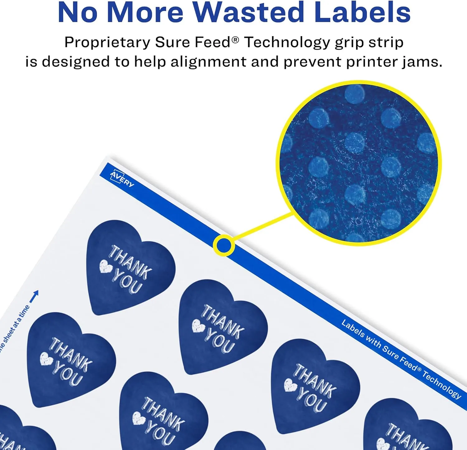 AVERY Matte White Heart Labels, Sure Feed Technology, 2-9/32" x 1-27/32"