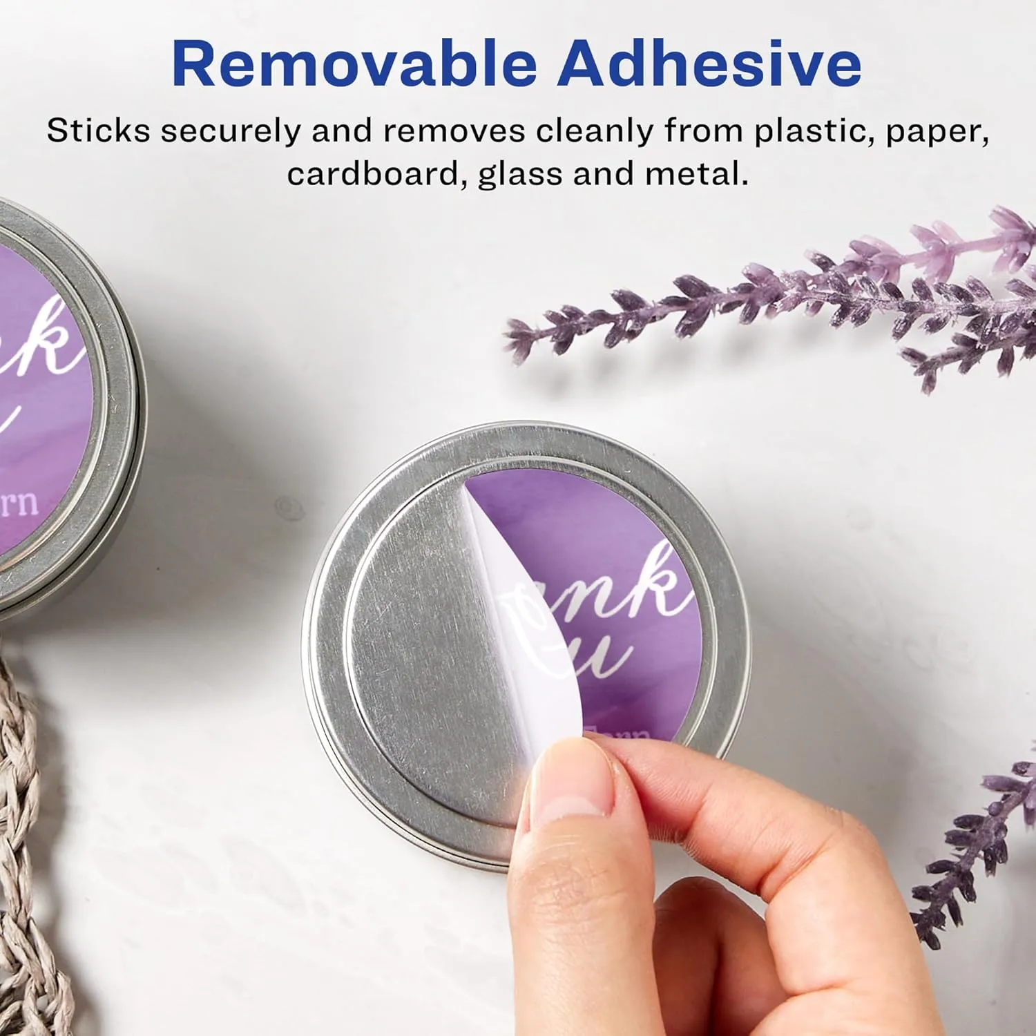 Avery Matte White Removable Round Labels, Sure Feed Technology, Print-to-The-Edge, 1-2/3" Diameter, 300 Removable Labels