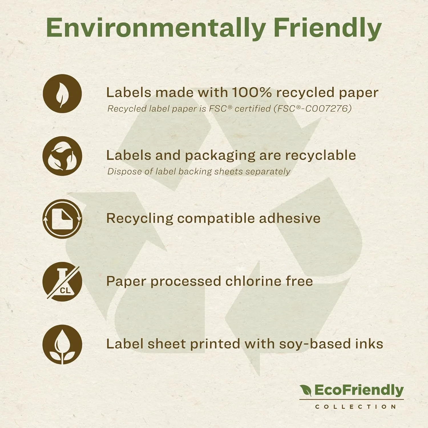 Avery EcoFriendly Matte White Recycled Rectangle Labels, 1" x 1.5", Print-to-The-Edge, Matte White Labels