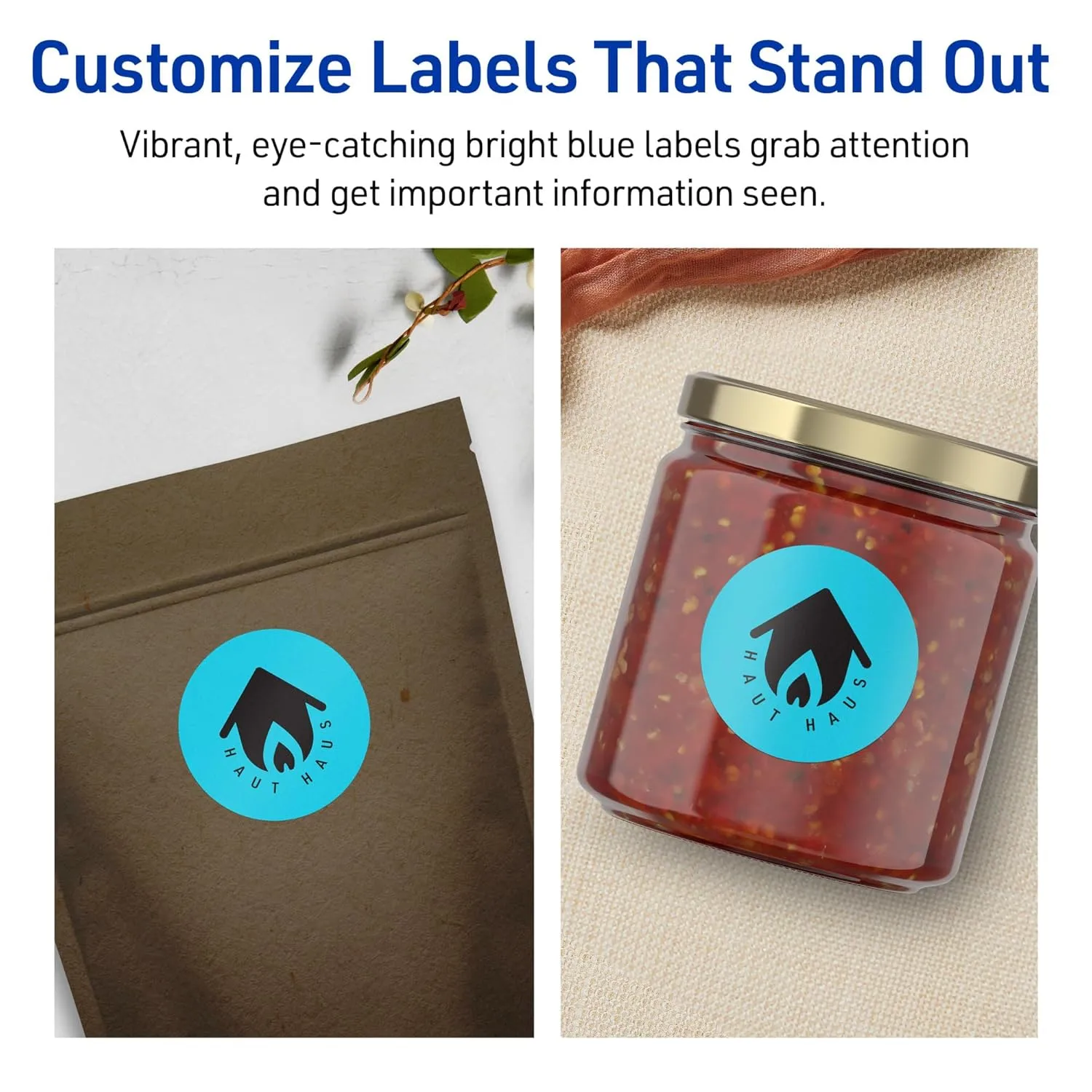 Avery Printable Round Labels, Sure Feed Technology, 1-5/8" Diameter, Bright Blue Labels, Print-to-The-Edge