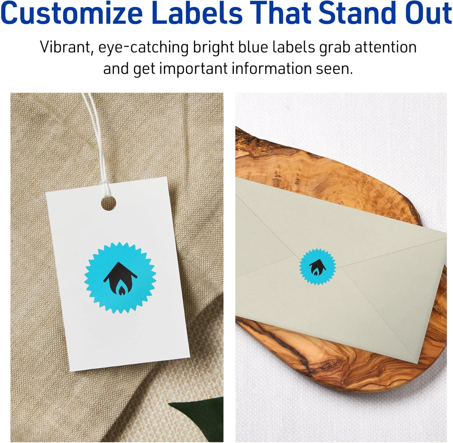 Avery Printable Starburst Labels, Sure Feed Technology, 1", Bright Blue Labels, Print-to-The-Edge, Laser/Inkjet, 480 Total