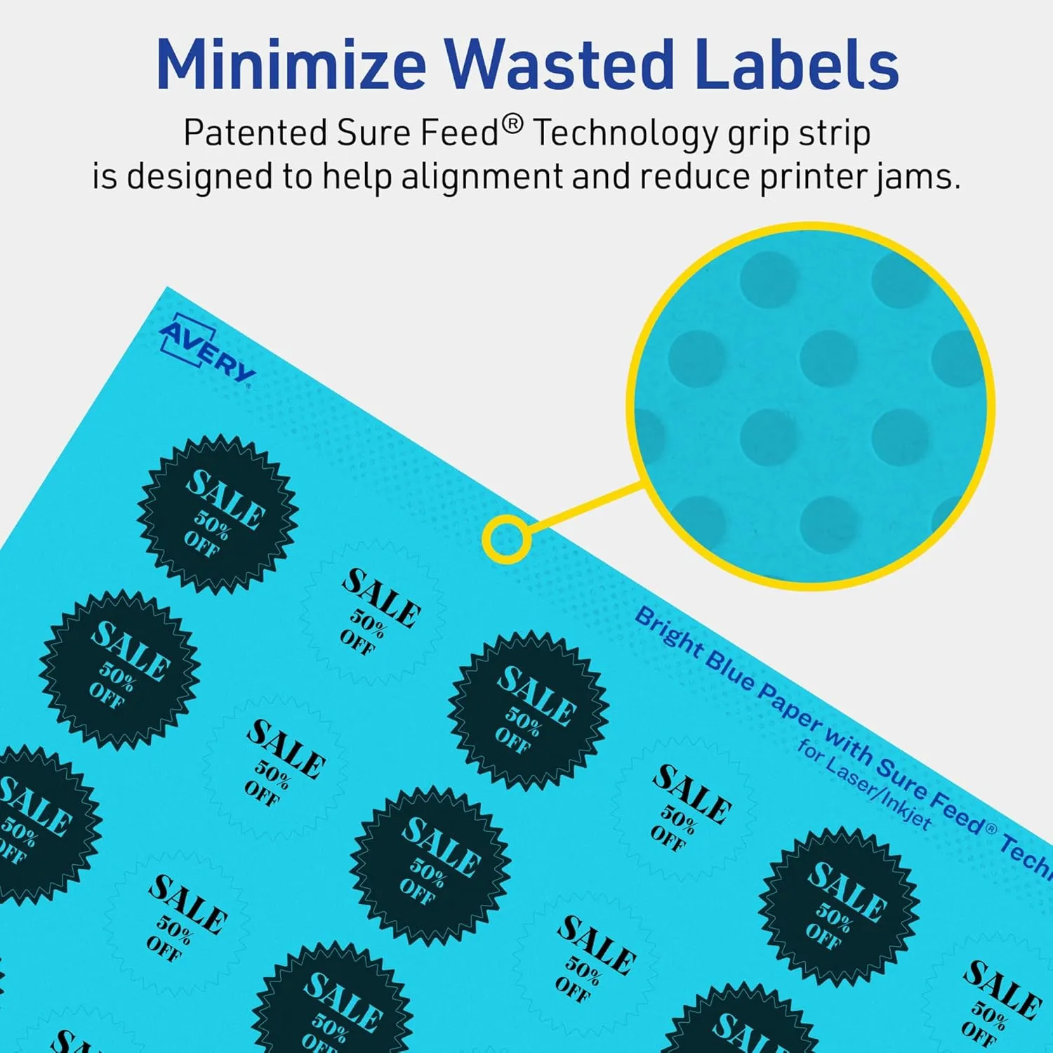 Avery Printable Starburst Labels, Sure Feed Technology, 1", Bright Blue Labels, Print-to-The-Edge, Laser/Inkjet, 480 Total