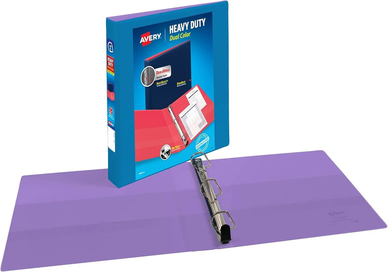 Avery Dual Color Heavy-Duty View Binder, Pool Blue/Lavender, 1" Slant Rings, Holds 250 Sheets (79899)