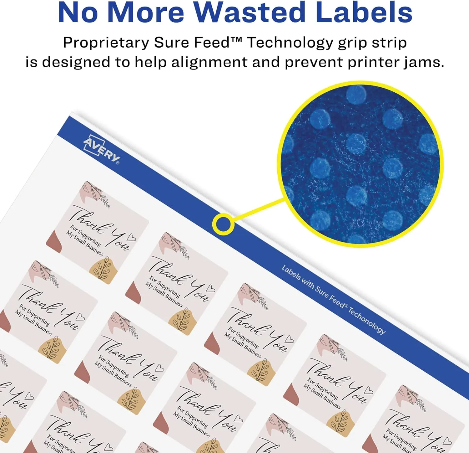 Avery Durable Waterproof Square Labels, Sure Feed Technology, 1" x 1" Film Labels, Print-to-The-Edge