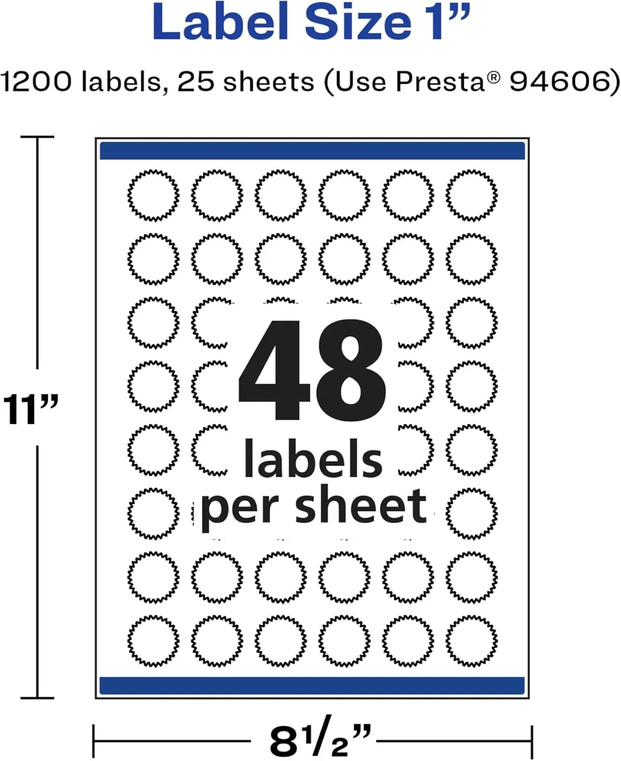 AVERY Glossy White Starburst Labels, Sure Feed Technology, 1"