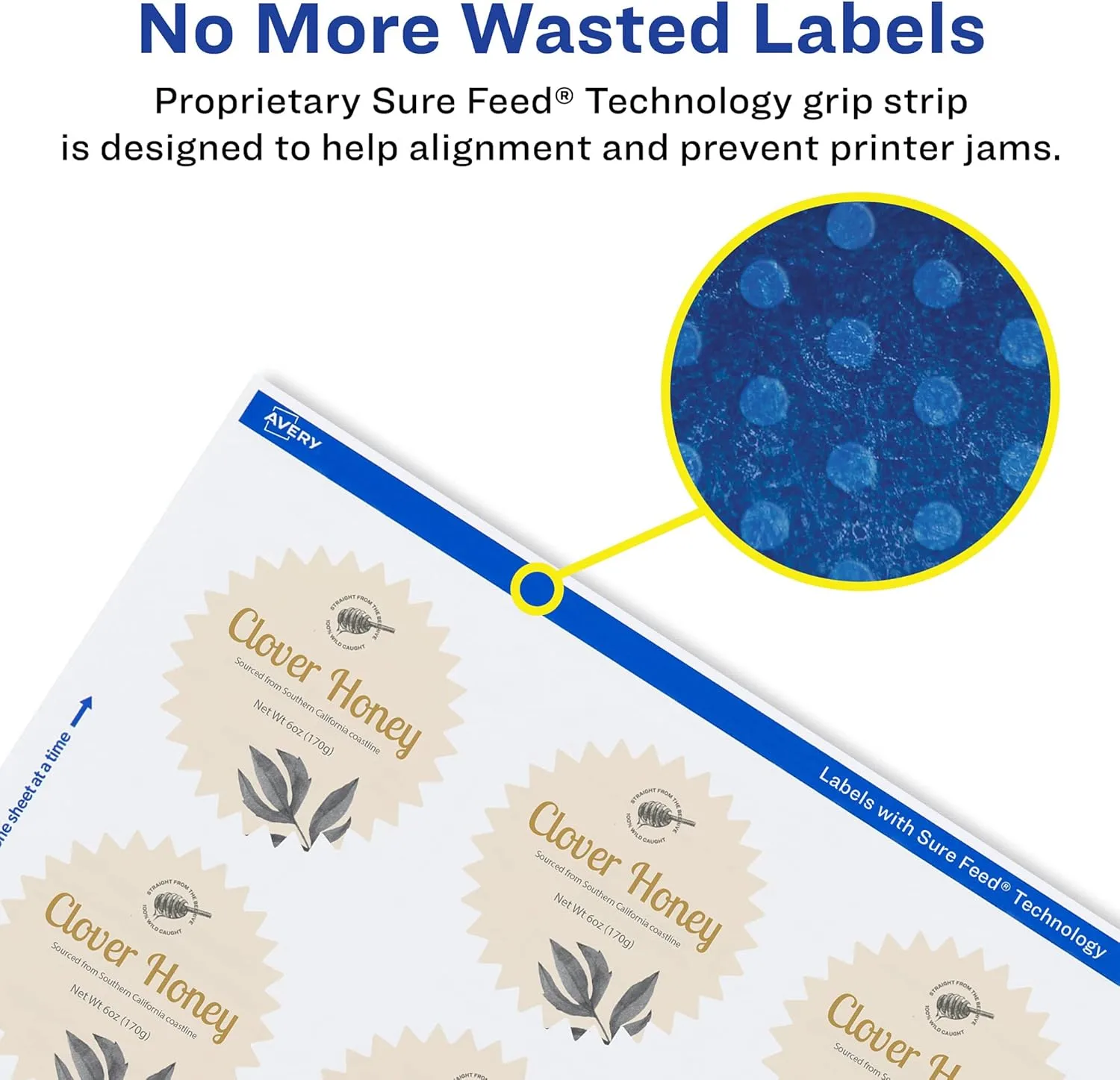 AVERY Glossy White Starburst Labels, Sure Feed Technology, 1"