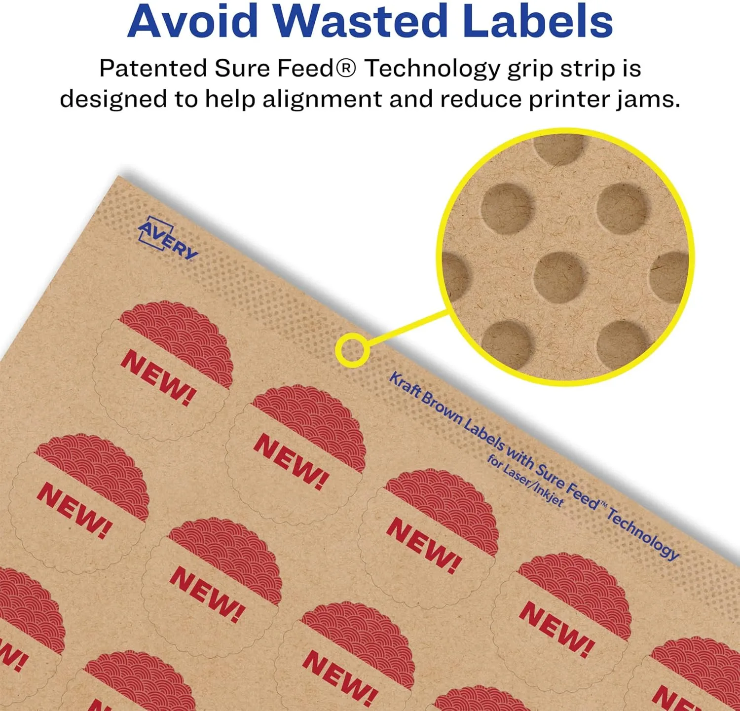 Avery Kraft Brown Starburst Labels, Sure Feed Technology, 1", 720 Kraft Brown Labels, Print-to-The-Edge