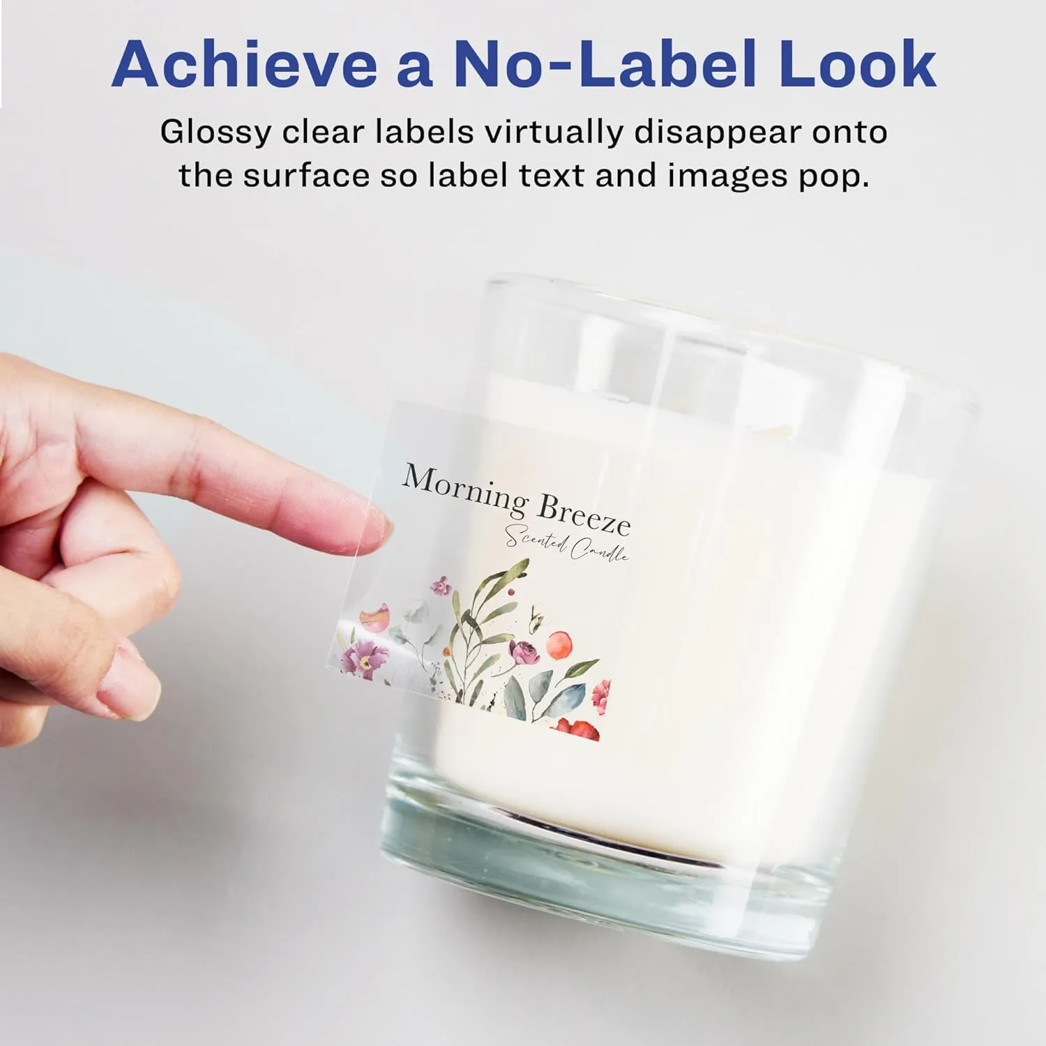 AVERY Glossy Clear Square Labels, Sure Feed Technology, 1" x 1", Print-to-The-Edge, Laser/Inkjet Printable