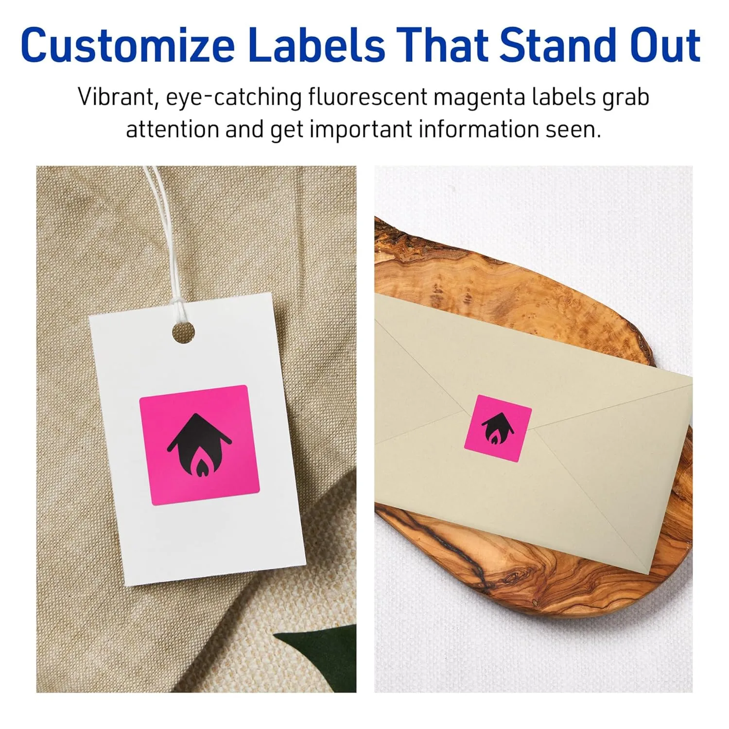 Avery Printable Square Labels, Sure Feed Technology, 3/4 x 3/4, Neon Magenta, Print-to-the-Edge, Laser/Inkjet