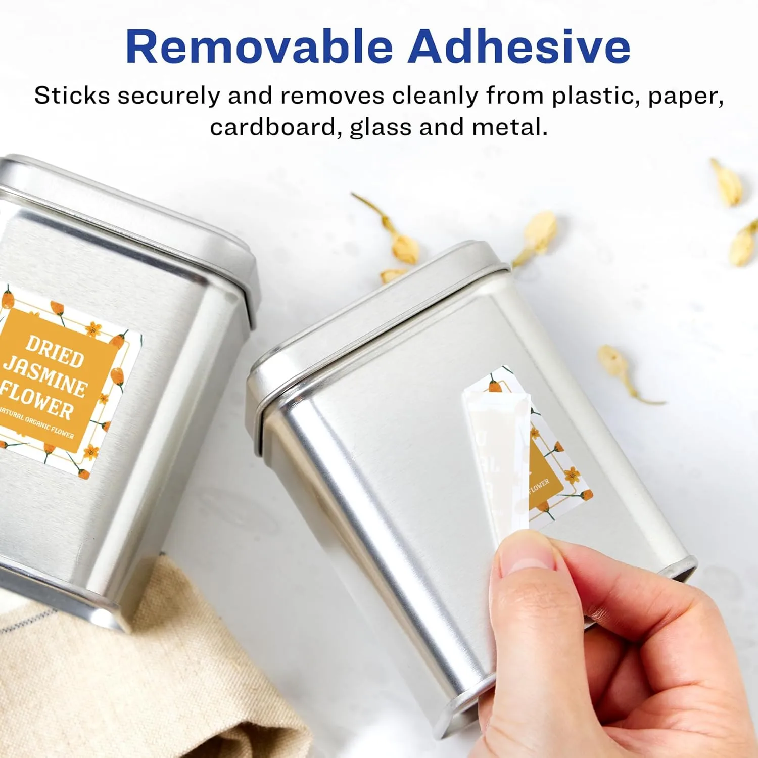 Avery Matte White Removable Square Labels, Sure Feed Technology, Print-to-The-Edge, 3/4" x 3/4"
