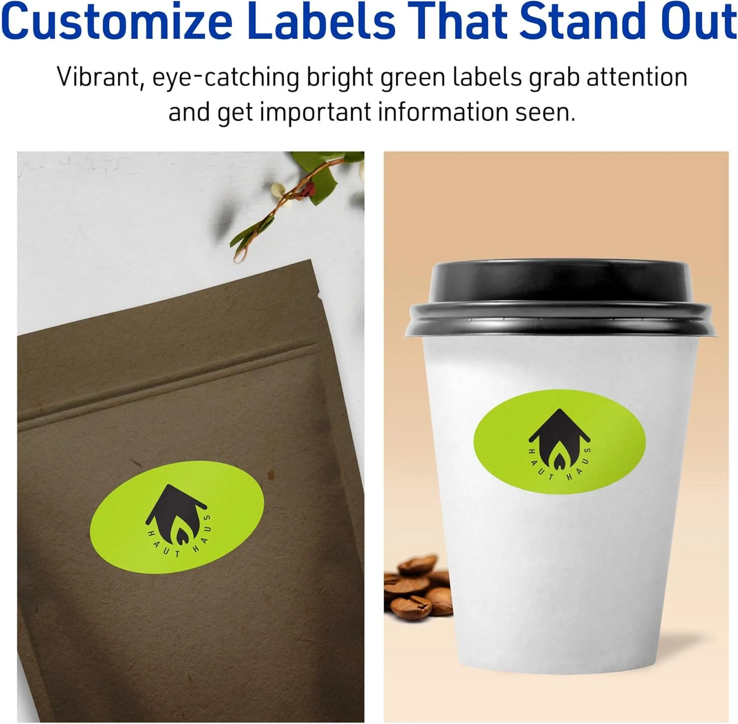 Avery Printable Oval Labels, Sure Feed Technology, 1" x 2", Bright Green, Print-to-The-Edge, 240 Total
