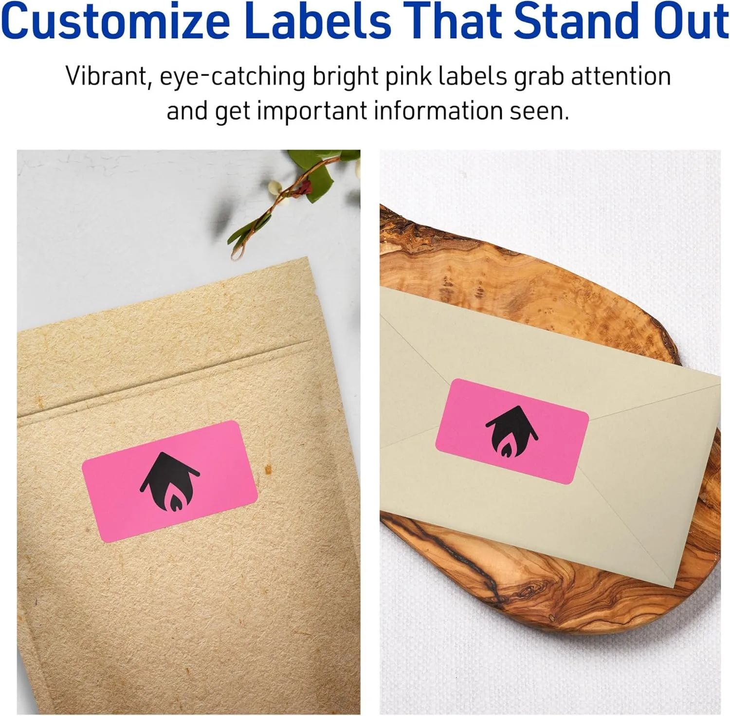 Avery Printable Rectangle Labels, Sure Feed Technology, 3/4" x 3-1/2", Bright Pink Labels, Print-to-The-Edge