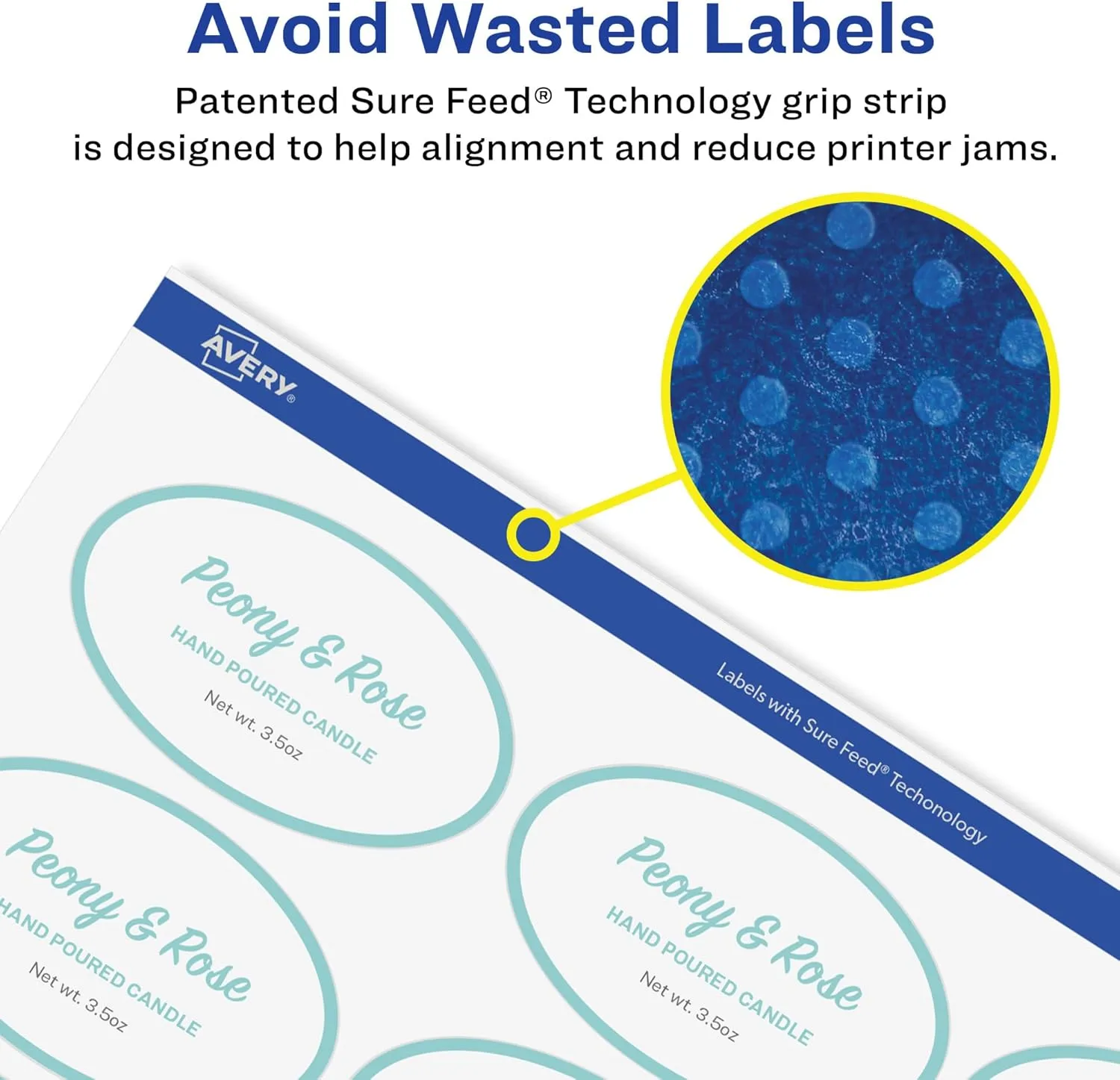Avery Glossy Clear Oval Labels, Sure Feed Technology, 1.5" x 3", 100 Glossy Clear Labels, Print-to-The-Edge