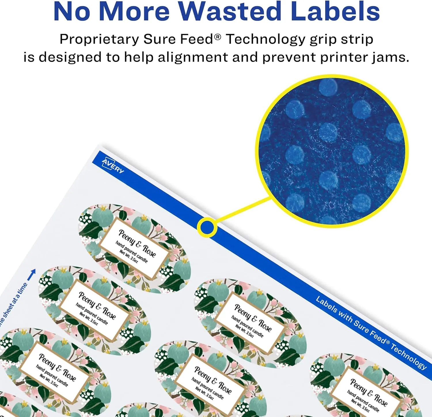 AVERY Glossy White Oval Labels Sure Feed Technology 1.5 x 3 Print-to-the-Edge Permanent Adhesive Laser/Inkjet Printable