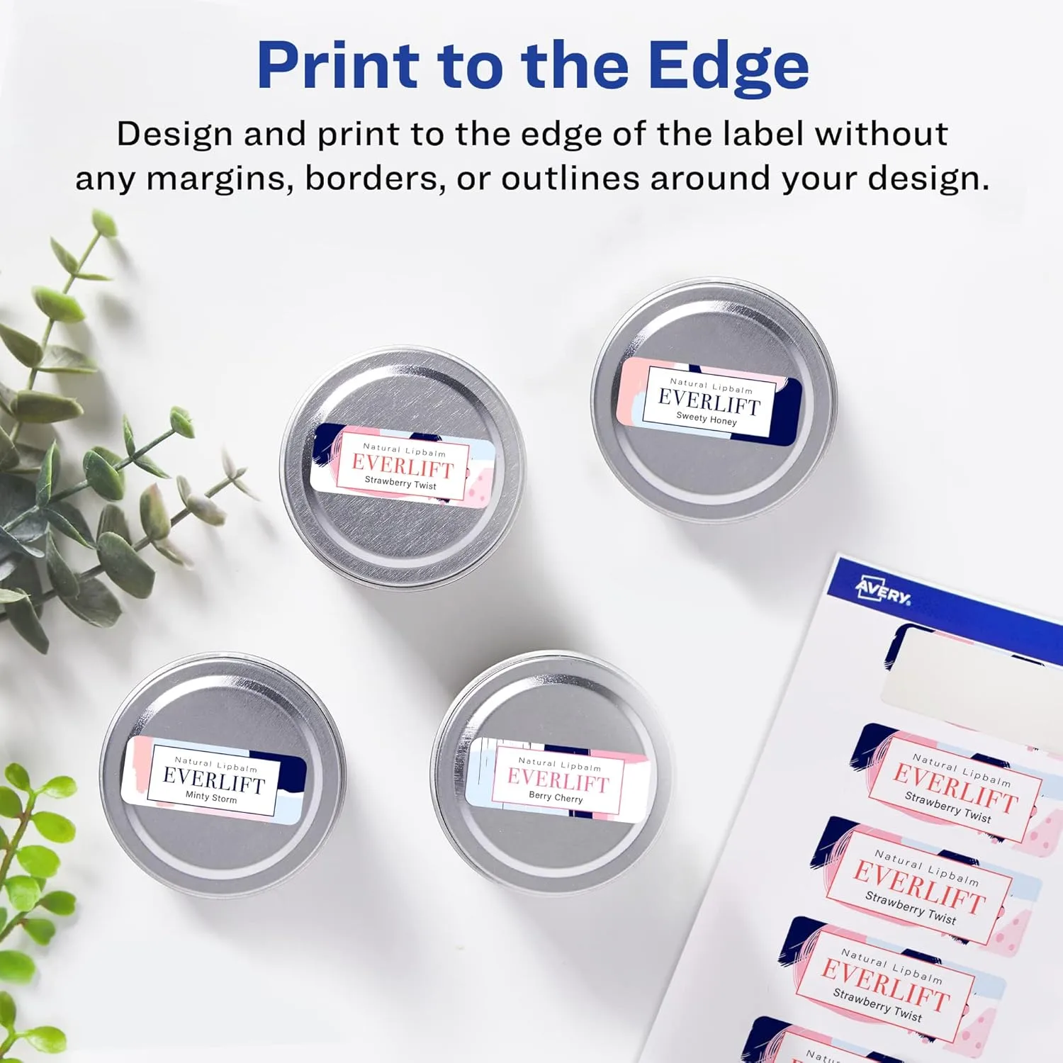 Avery Glossy White Rectangle Labels, Sure Feed Technology, 0.75" x 2.25", Print-to-The-Edge, Permanent Adhesive