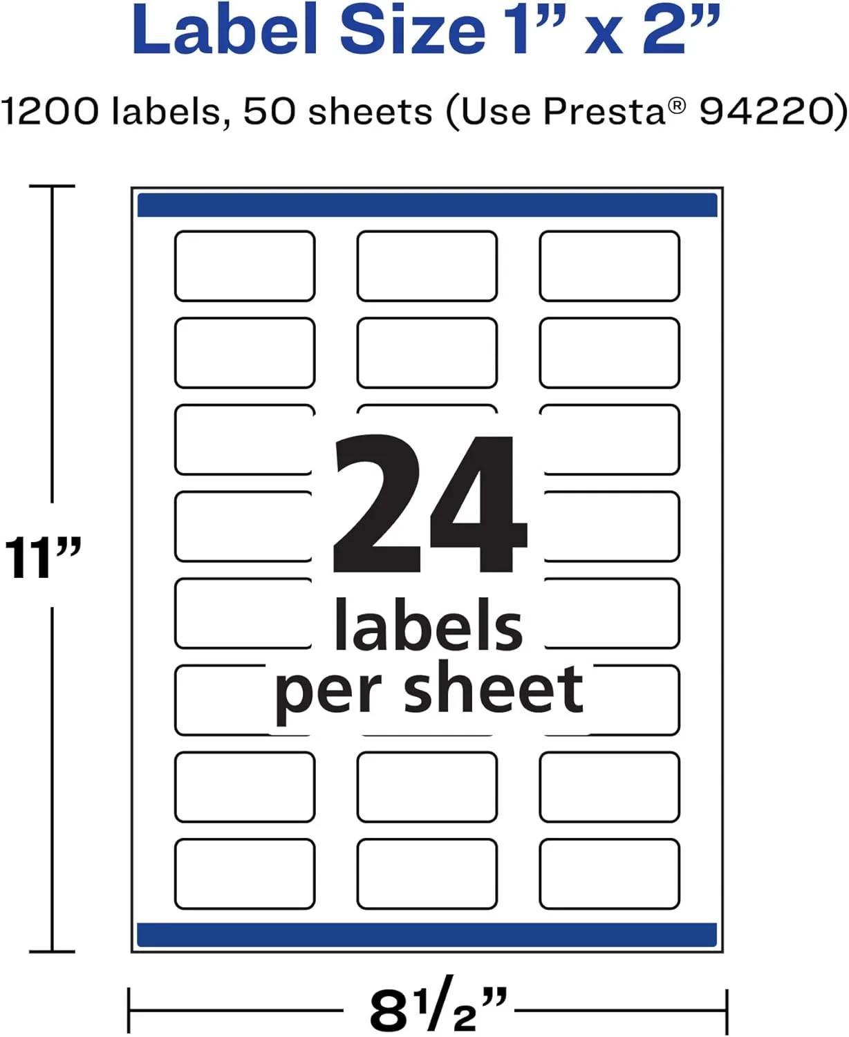 AVERY Matte White Rectangle Labels, Sure Feed Technology, 1" x 2"