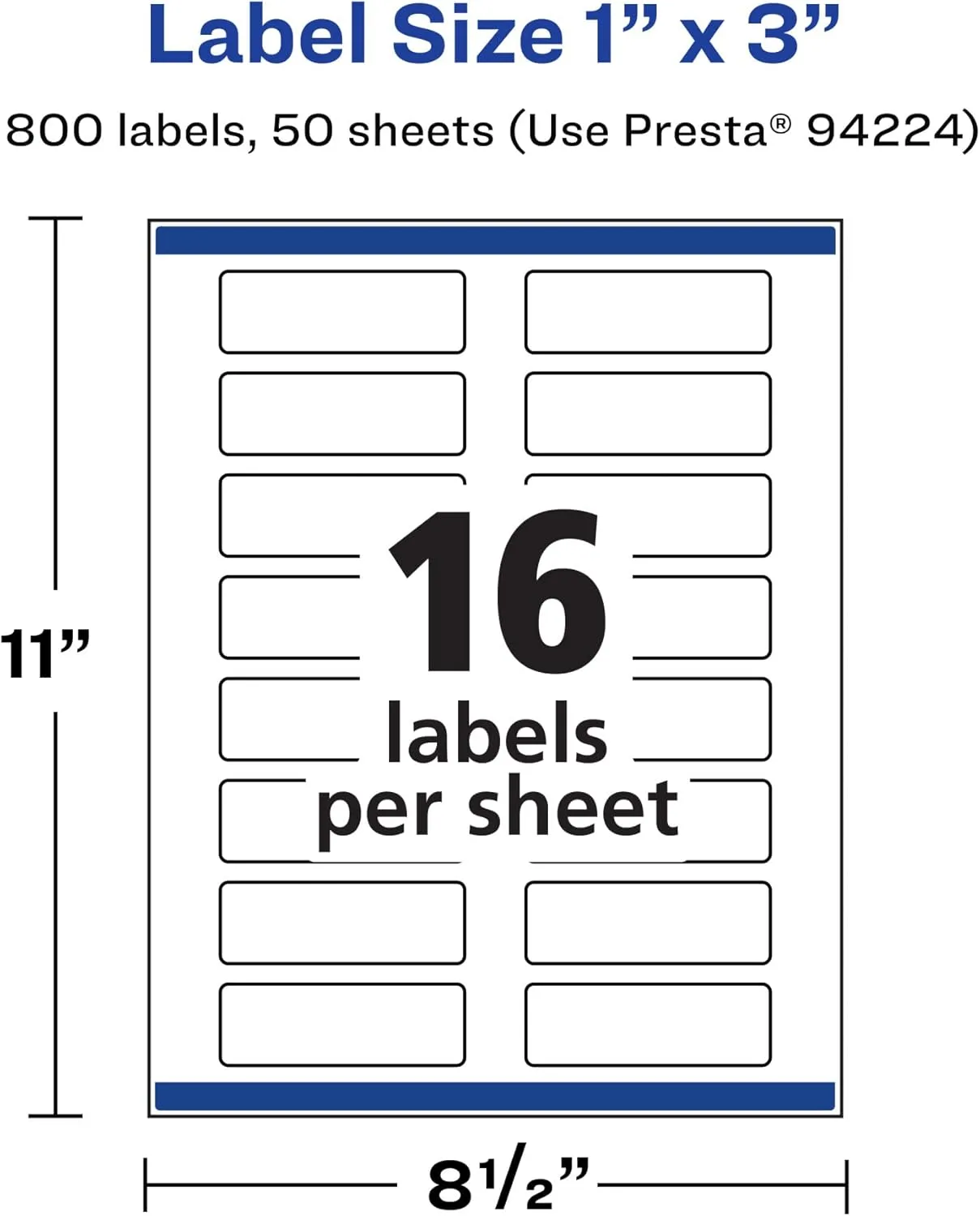 Avery Matte White Rectangle Labels, Sure Feed Technology, 1" x 3"