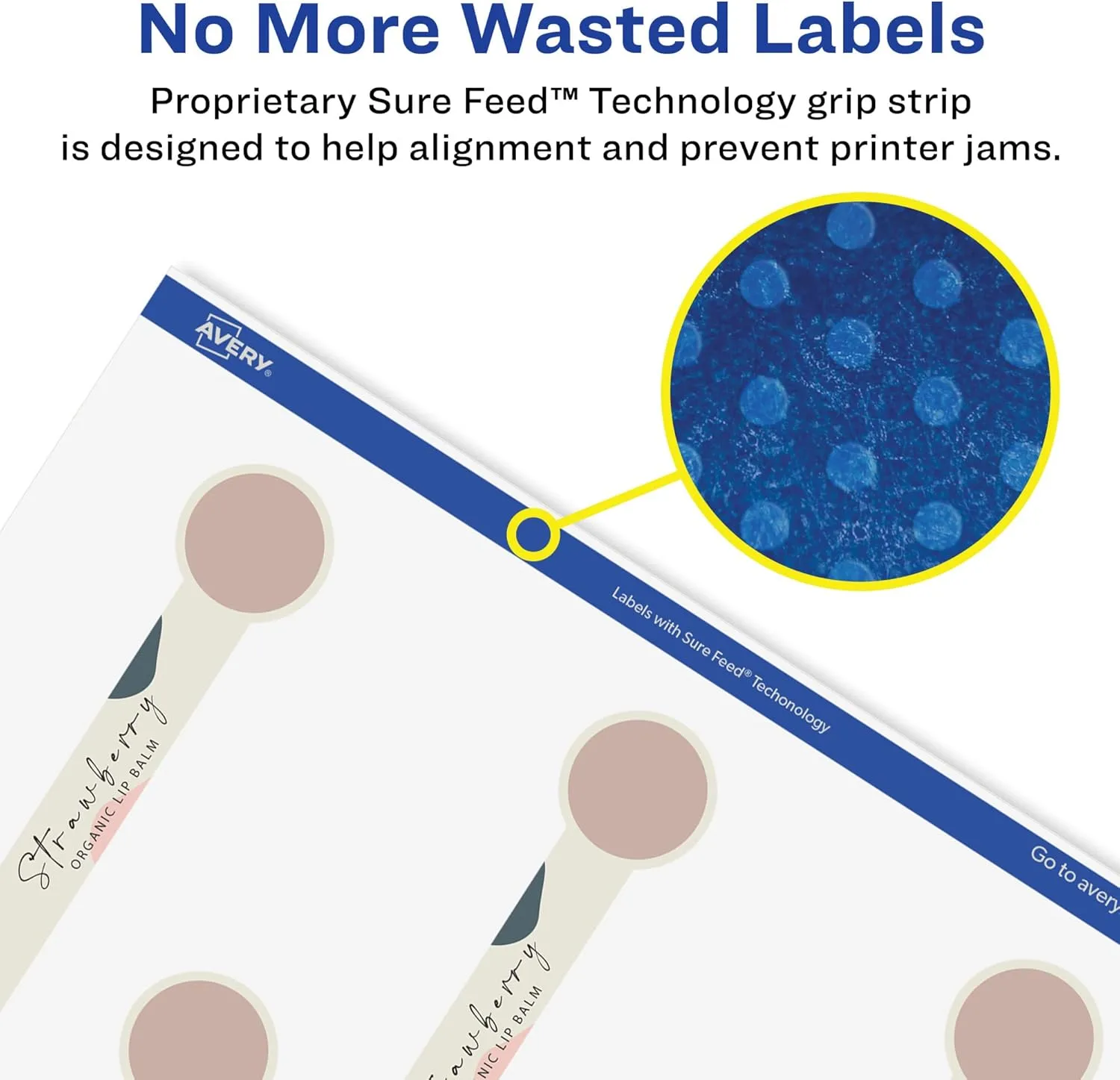 AVERY Glossy White Lollipop Labels, Sure Feed Technology, 1" x 4"
