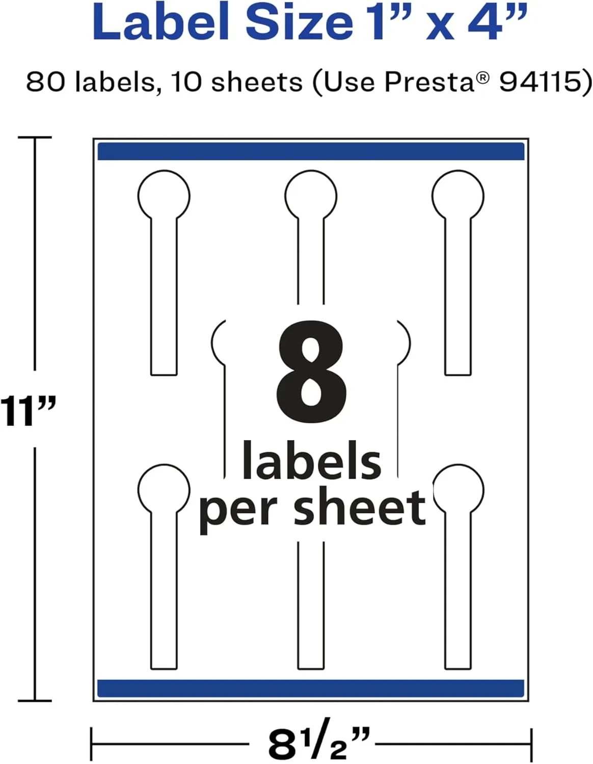 AVERY Glossy White Lollipop Labels, Sure Feed Technology, 1" x 4"