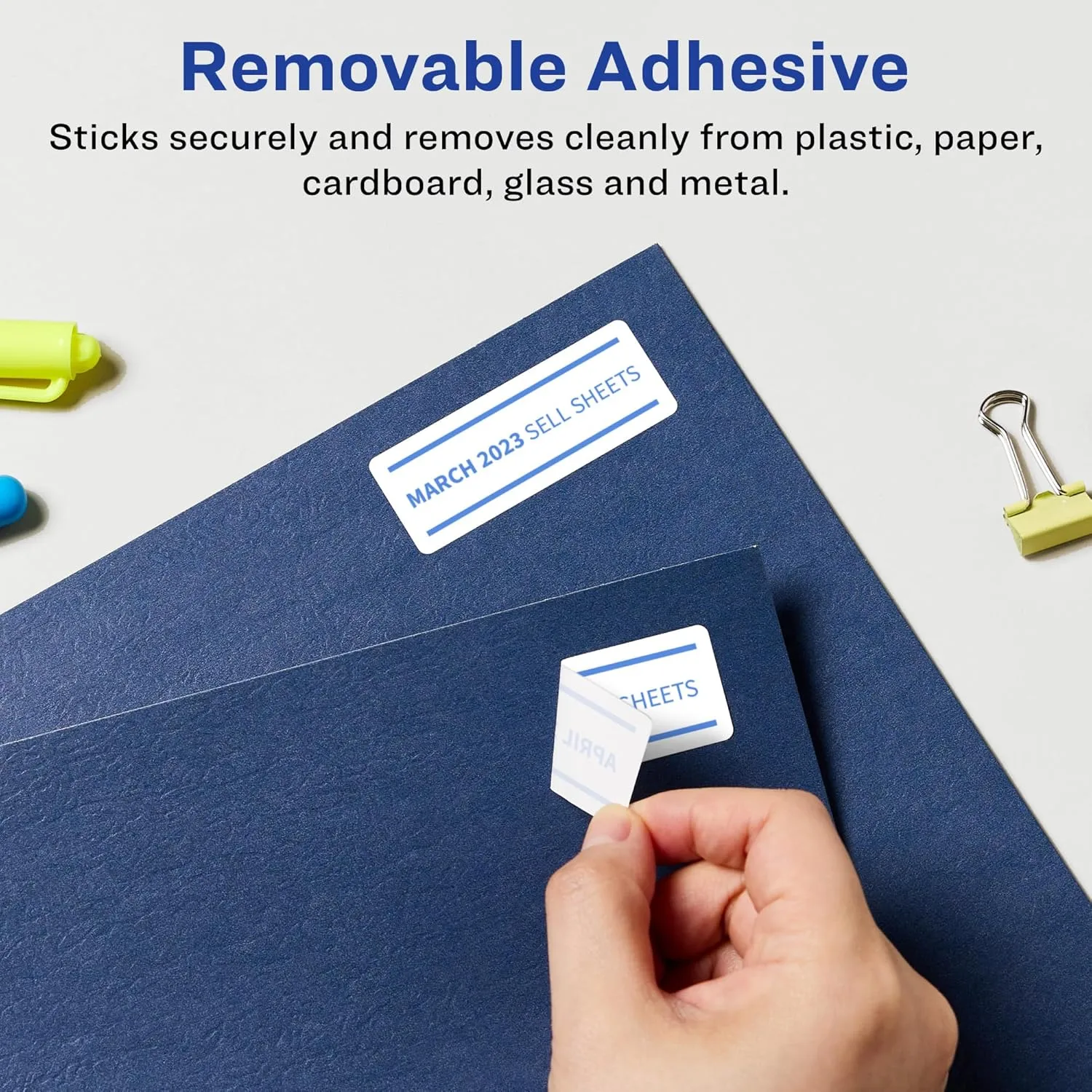 Avery Matte White Removable Rectangle Labels, Sure Feed Technology, 1-1/3" x 4", 210 Removable Labels