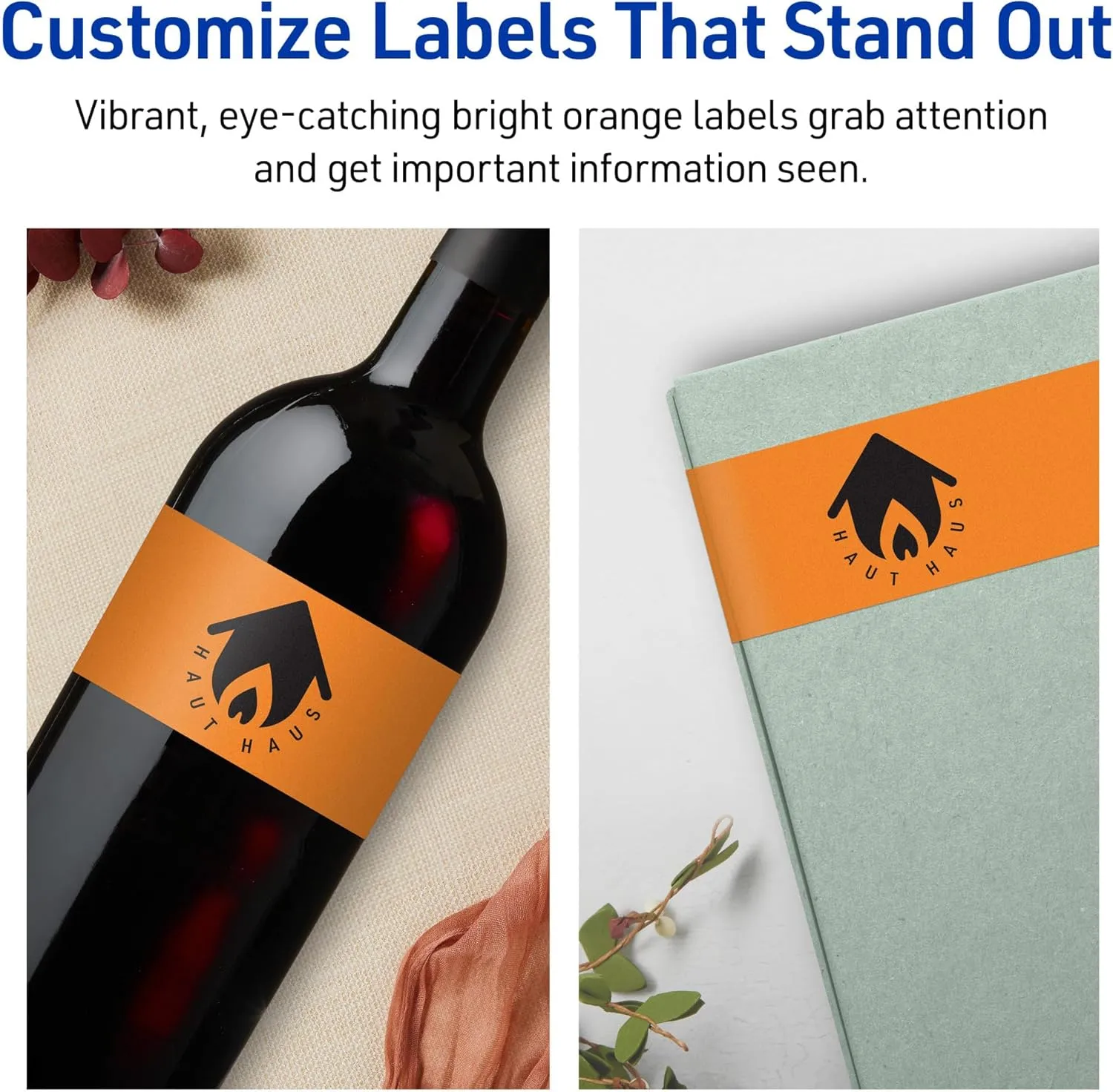 Avery Printable Rectangle Labels, Sure Feed Technology, 1" x 7", Bright Orange, Print-to-The-Edge, Laser/Inkjet Printable