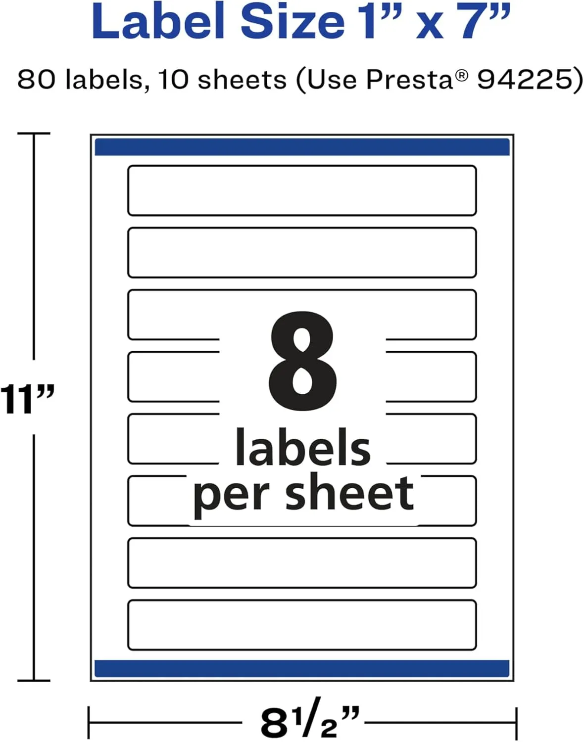 AVERY Glossy White Rectangle Labels, Sure Feed Technology, 1" x 7", Print-to-the-Edge, Permanent Adhesive