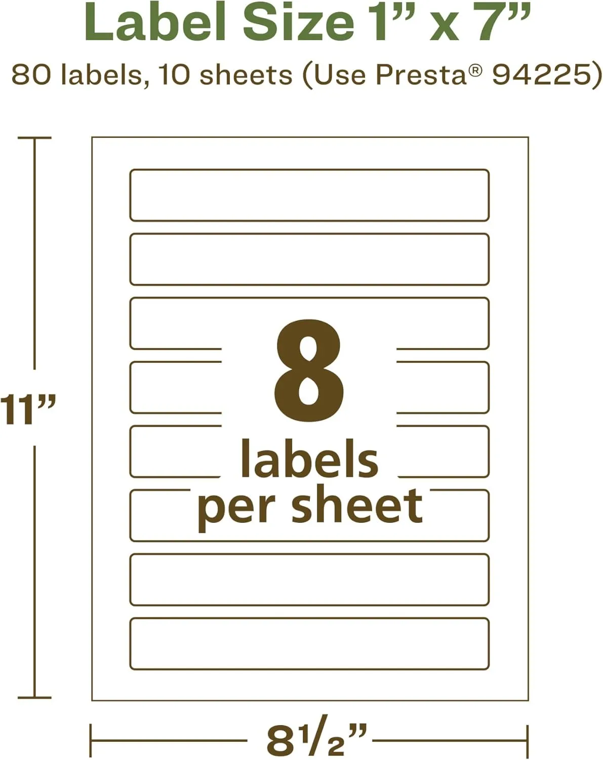Avery EcoFriendly Matte White Recycled Rectangle Labels, 1" x 7", Print-to-The-Edge, Matte White Labels, Permanent Adhesive