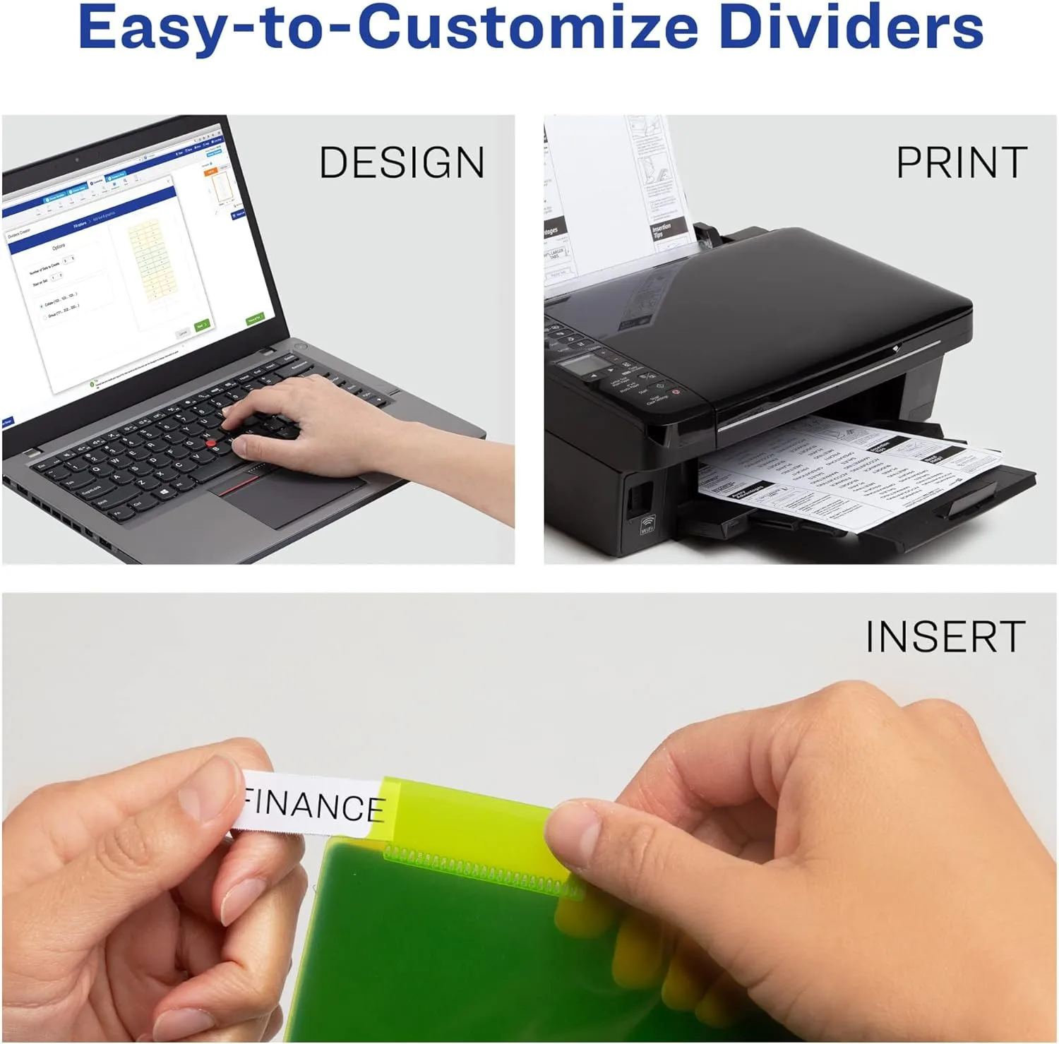 Avery Dividers for 3 Ring Binders, 8-Tab Plastic Binder Dividers, 11" x 17", Insertable Big Tabs, Multicolor, 1 Set (11179)