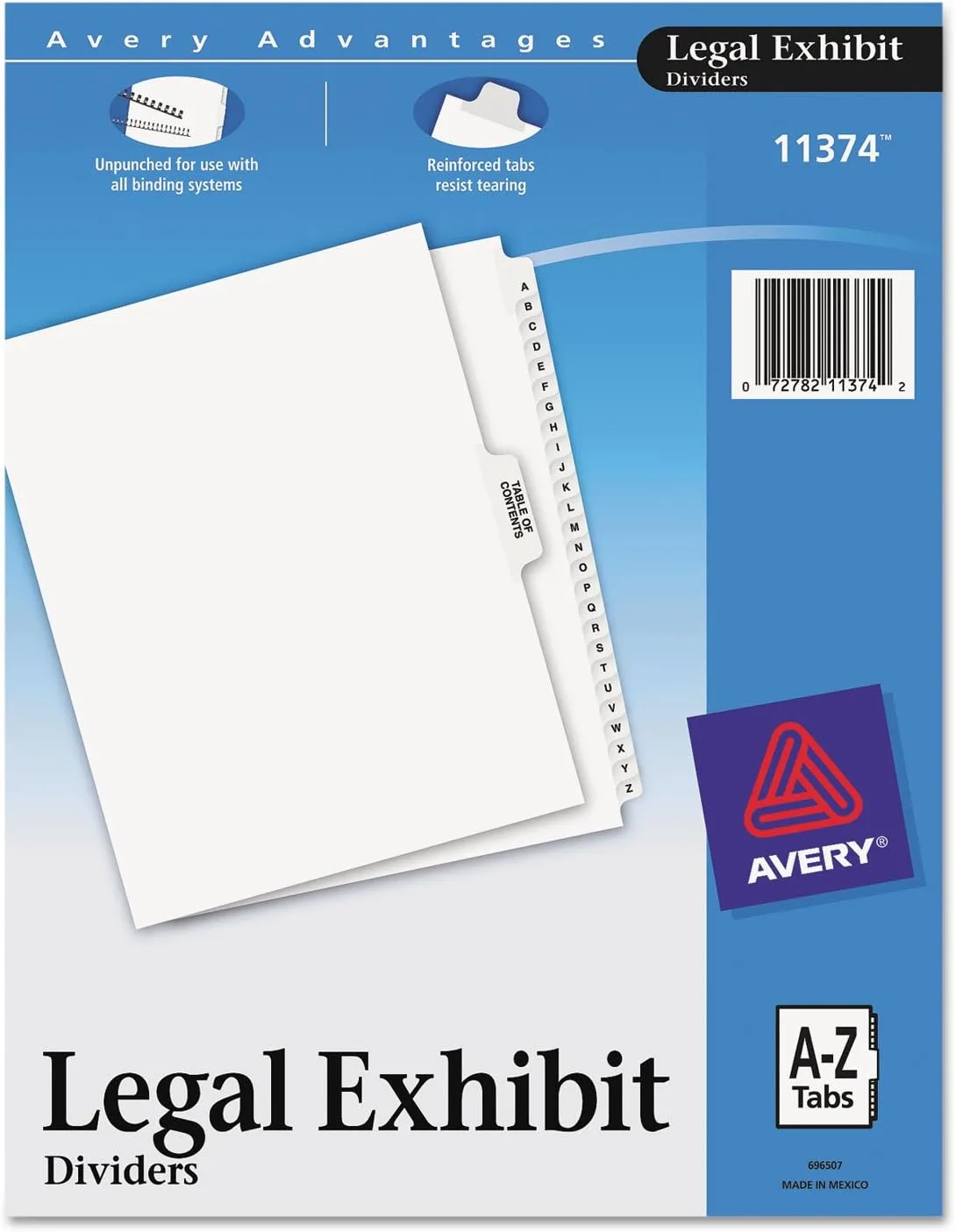 Avery 11374 Premium Collated Legal Index Exhibit Dividers, A-Z and Table of Contents, Side-Tab, 8.5 x 11-Inches, 3 Sets