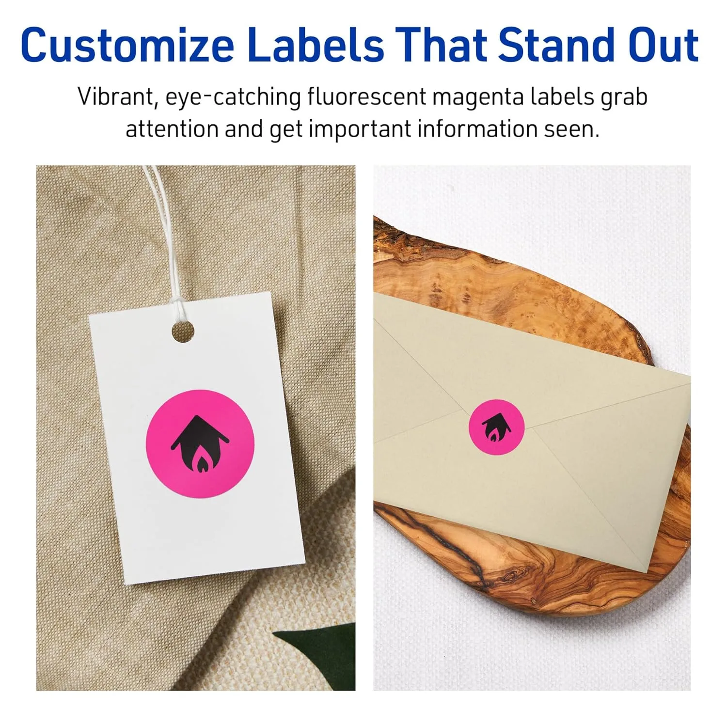 Avery Printable Round Labels, Sure Feed Technology, 1" Diameter, Neon Magenta