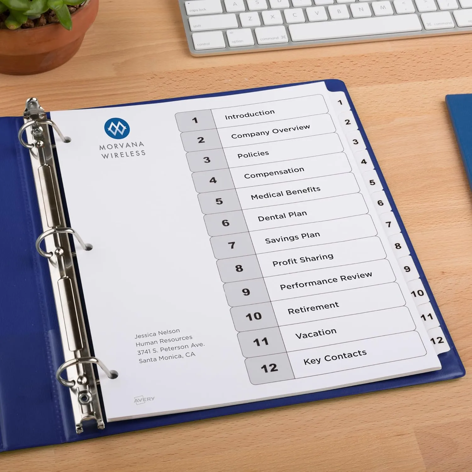 Avery 12 Tab Dividers for 3 Ring Binders , Customizable Table of Contents, Classic White Tabs, 1 Set (11140)