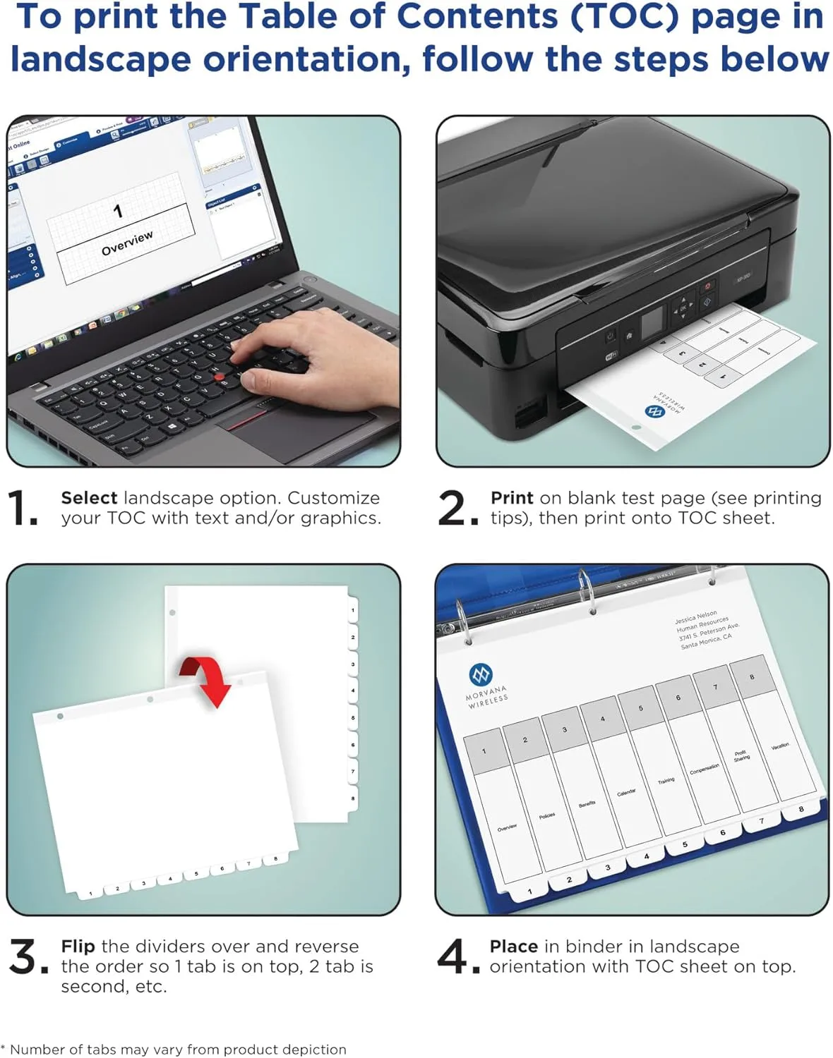 Avery Dividers for 3 Ring Binders, 15 Tabs per Set, Customizable Table of Contents (6 Sets)