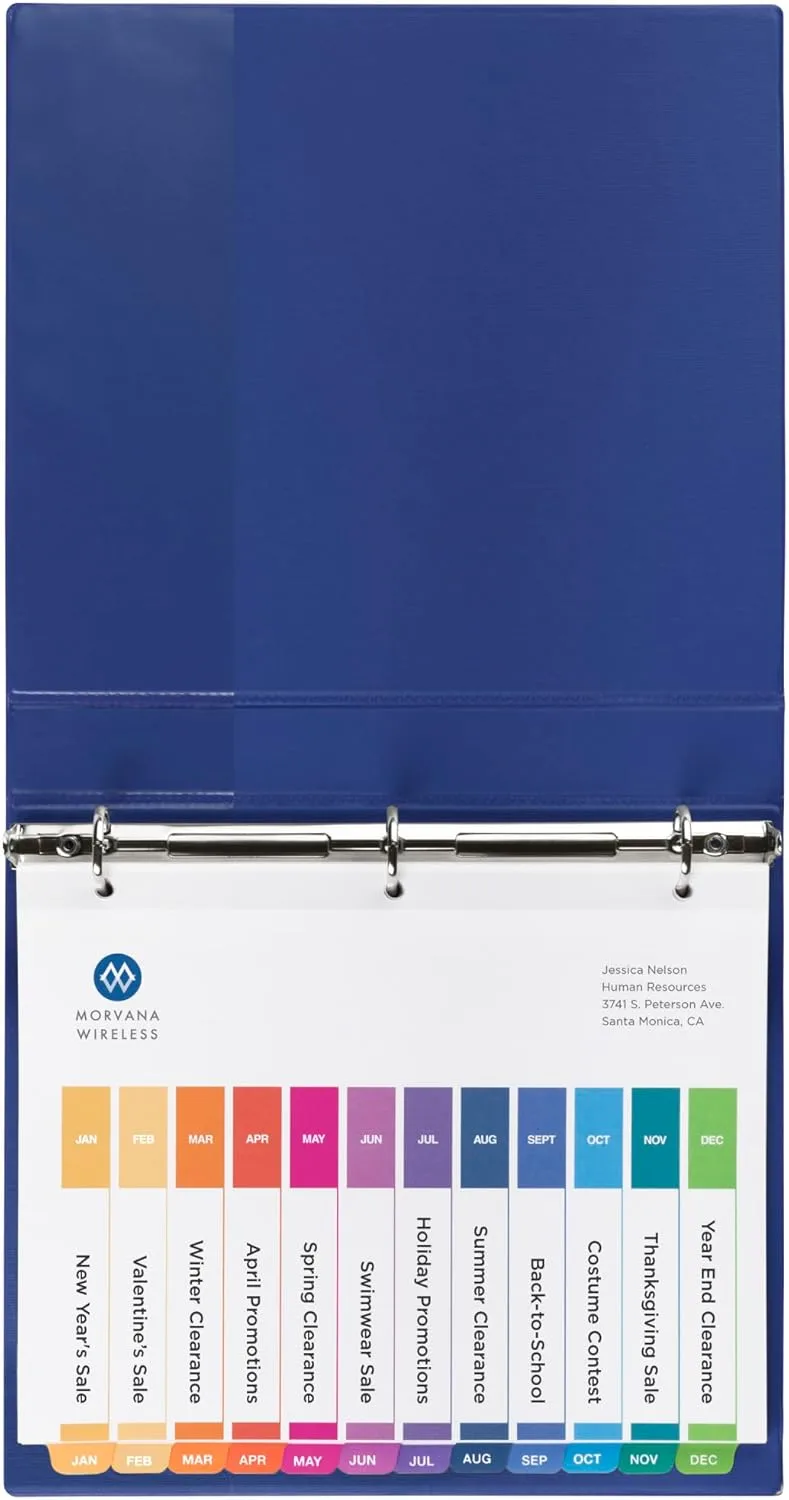 Avery Jan-Dec 12 Tab Dividers for 3 Ring Binders, Customizable Table of Contents, Multicolor Tabs, 6 Sets (11830)