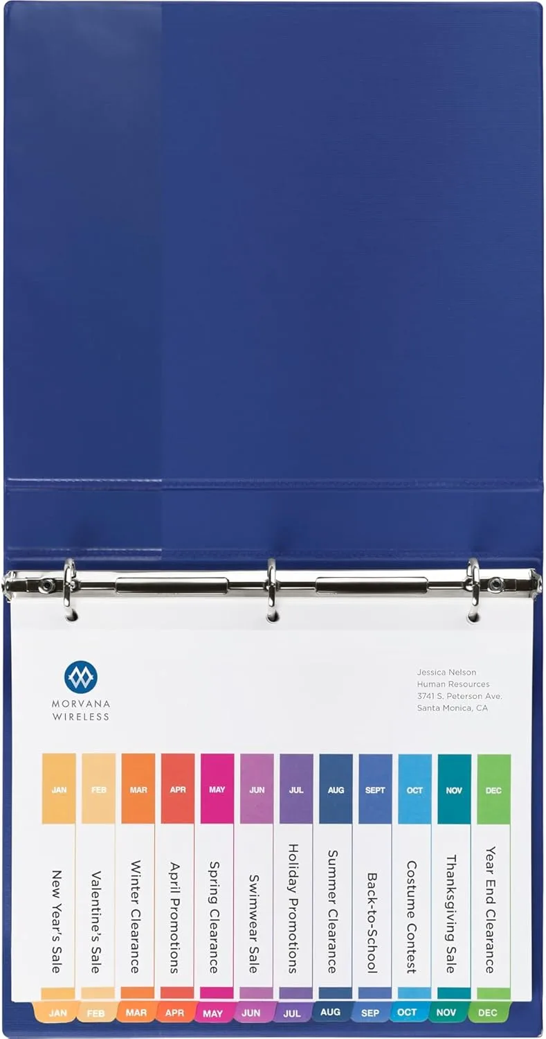 Avery Jan-Dec 12 Tab Dividers for 3 Ring Binders, Customizable Table of Contents, Multicolor Tabs, 6 Sets (11830)
