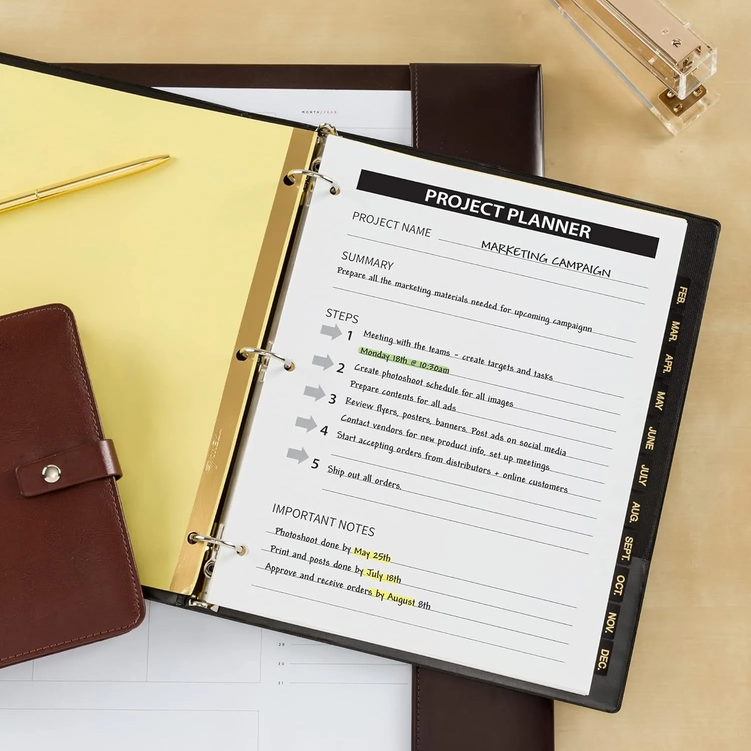 Avery Jan-Dec Dividers for 3 Ring Binders, 12-Tab Set, Pre-Printed Black Leather Tabs, 1 Binder Divider Set (11351)
