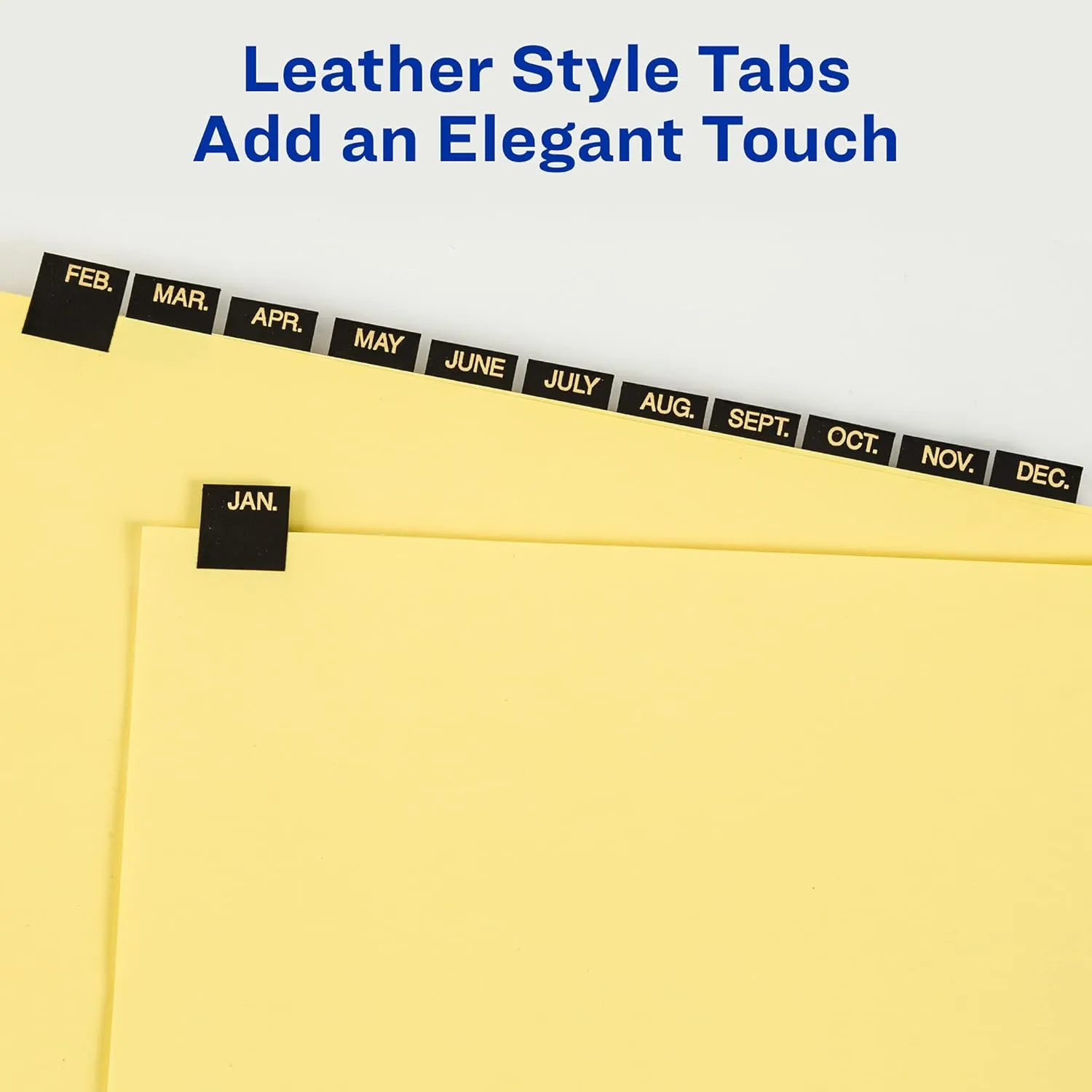 Avery Jan-Dec Dividers for 3 Ring Binders, 12-Tab Set, Pre-Printed Black Leather Tabs, 1 Binder Divider Set (11351)